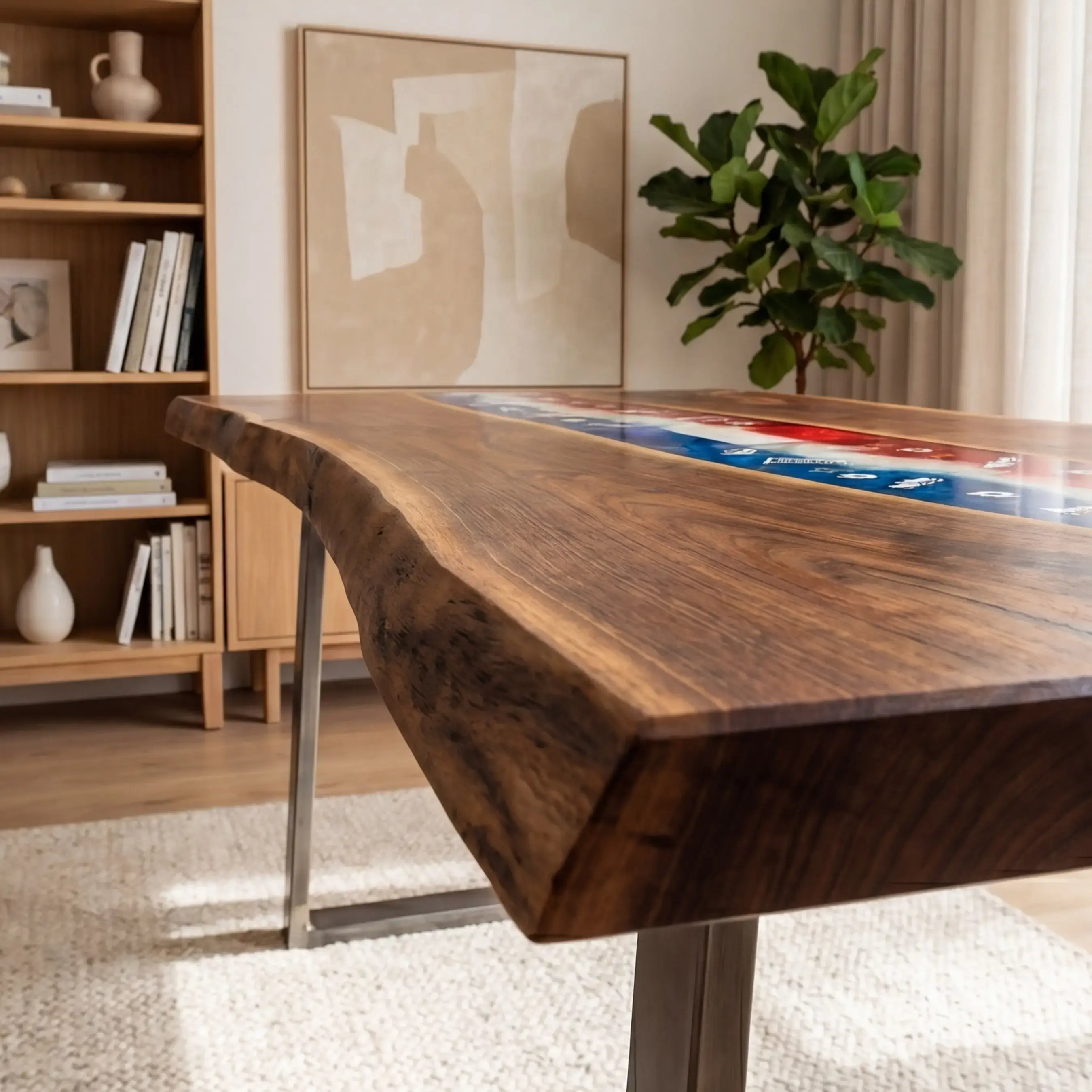 Custom Walnut and Embedded Sports Theme Resin “Heritage” Series Desk - France Edition RD-20