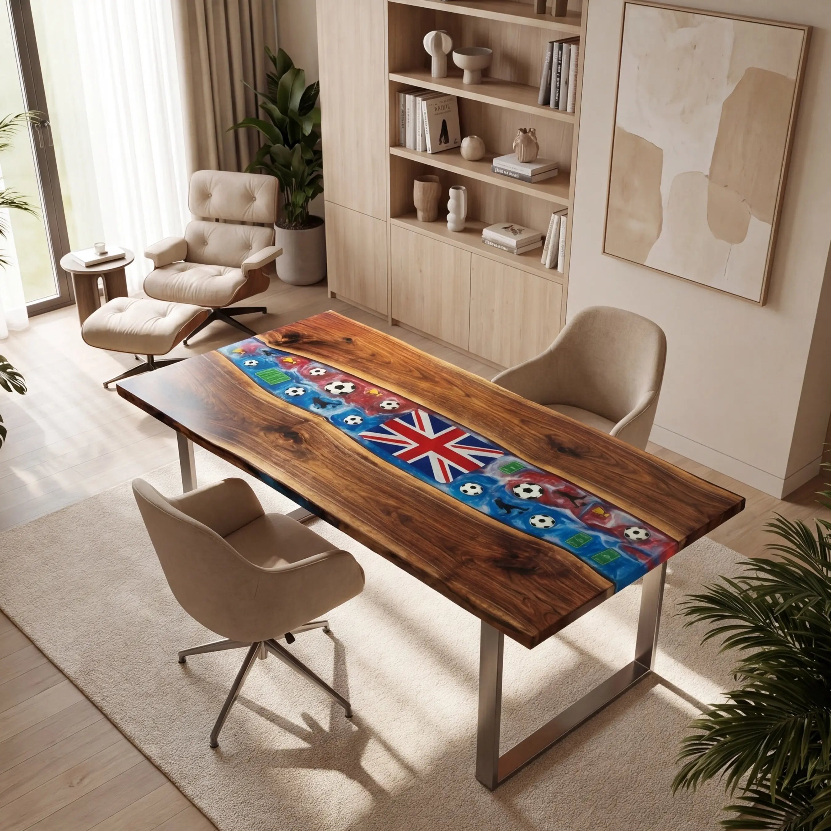 Custom Walnut and Embedded Sports Theme Resin “Heritage” Series Desk RD-18