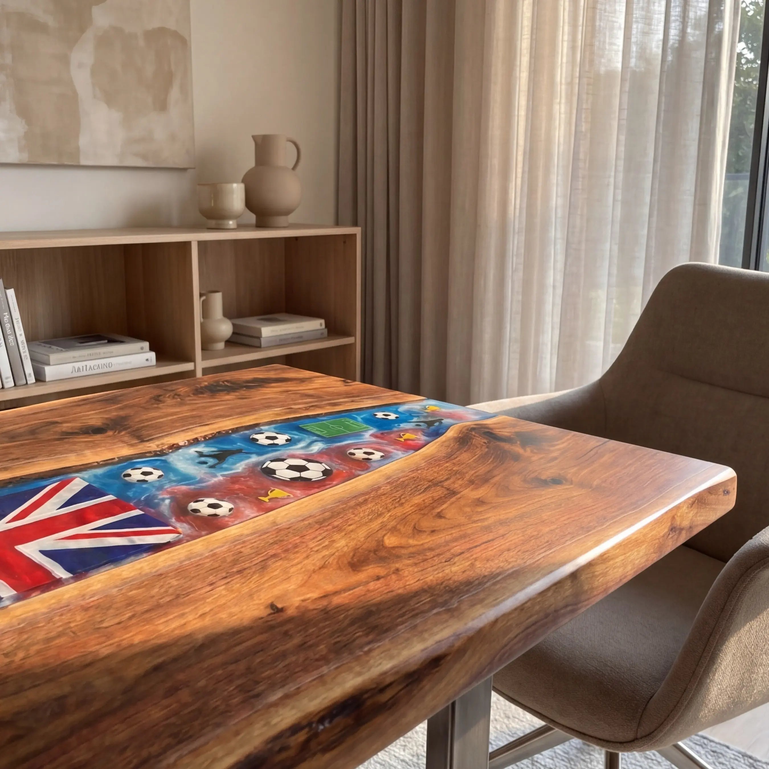 Custom Walnut and Embedded Sports Theme Resin “Heritage” Series Desk RD-18