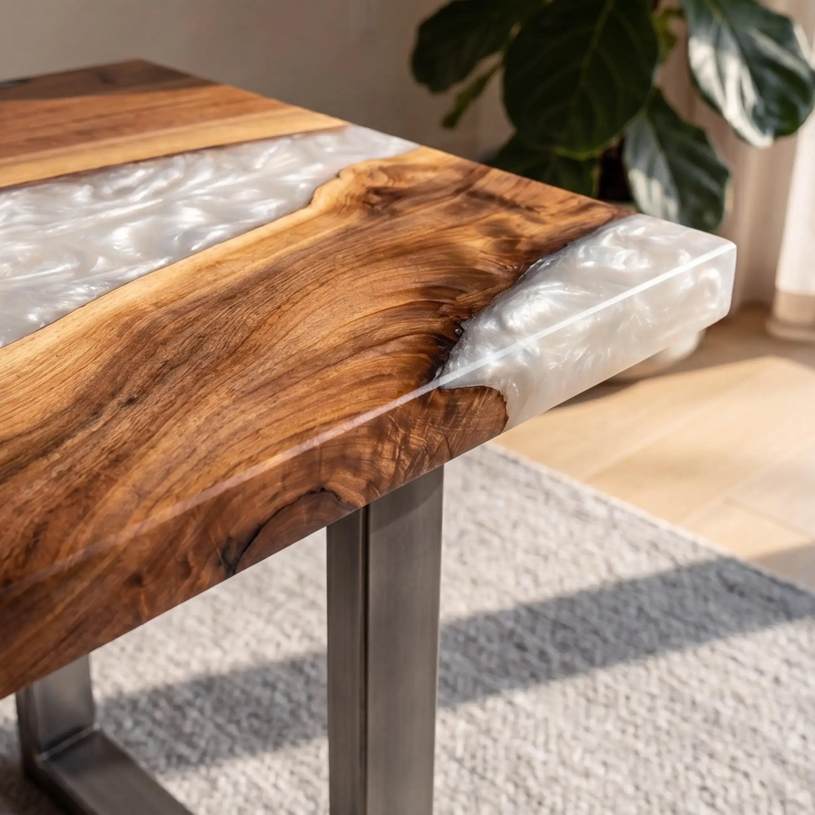 Custom Walnut and Pearl White Resin “Pearl” Series Desk RD-10