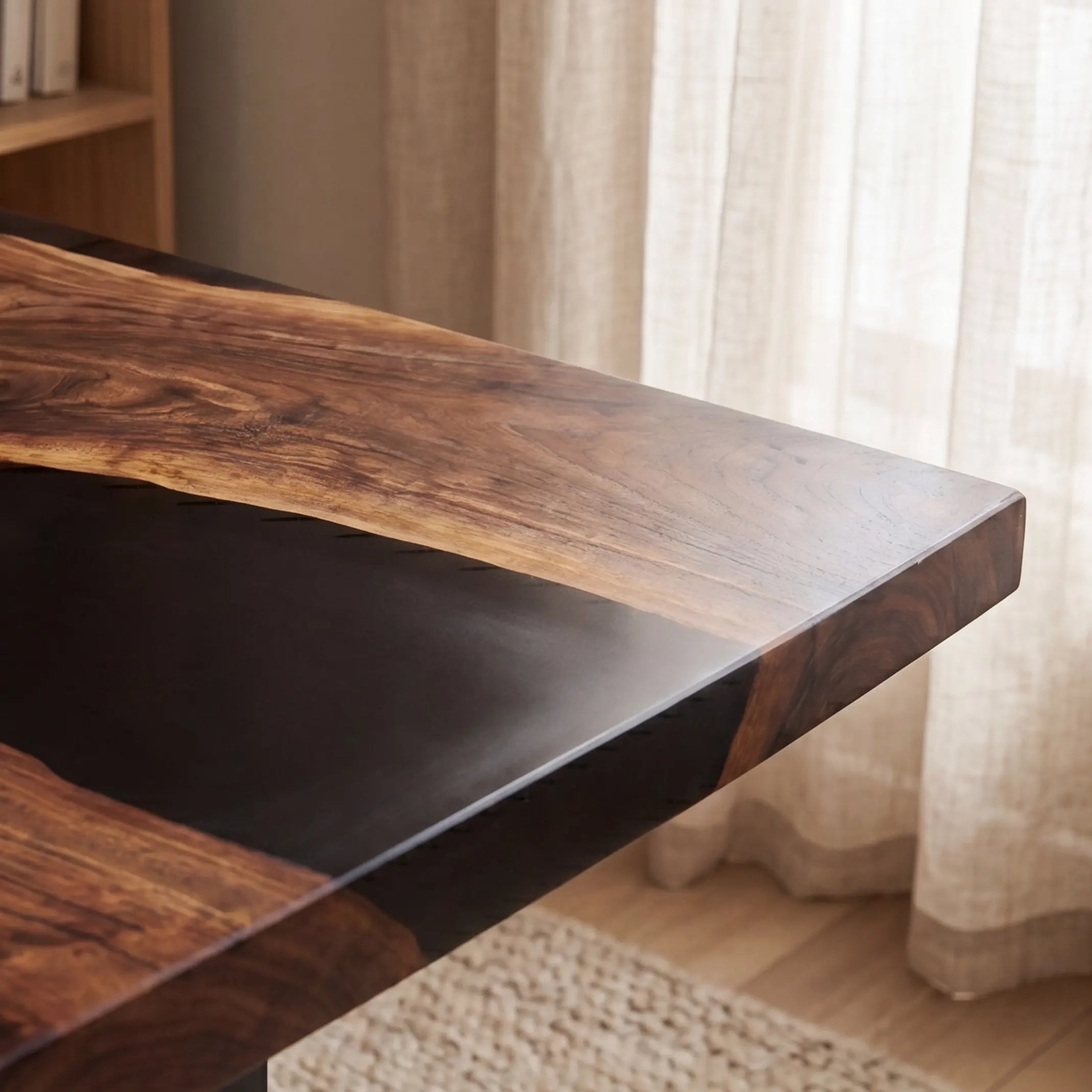 Custom Walnut and Solid Black Resin “Onyx” Series Desk RD-13