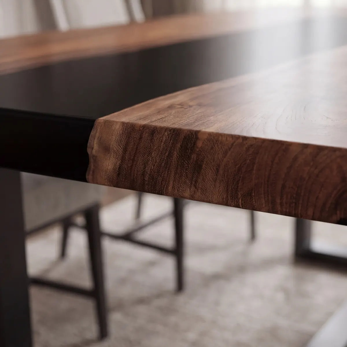 72 x 40 x 1.96 inch Black Walnut Black Epoxy River Rectangular Dining Table photo 5
