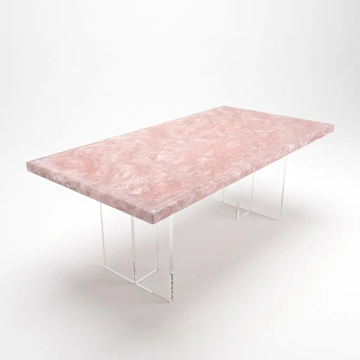 60 x 30 x 1.96 inch Poplar Wood Pearl Pink Swirl resin dining table photo 1