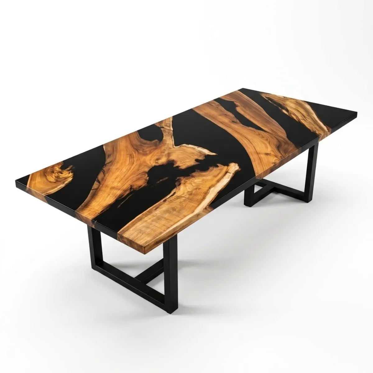 96 x 42 x 1.96 inch Black Walnut Black River Resin Rectangular Dining Table photo 5