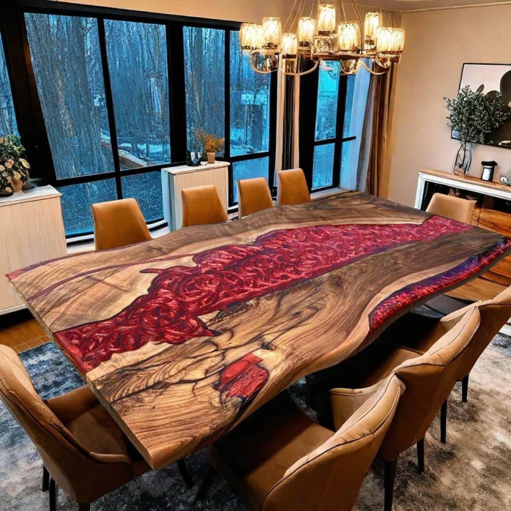 Custom Black Walnut Epoxy Resin Table Wine Red Resin 60'' x 36'' $3685.47 for Staci Chaffin