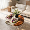 Olive Wood & Floral Clear Resin Round Coffee Table ORT34