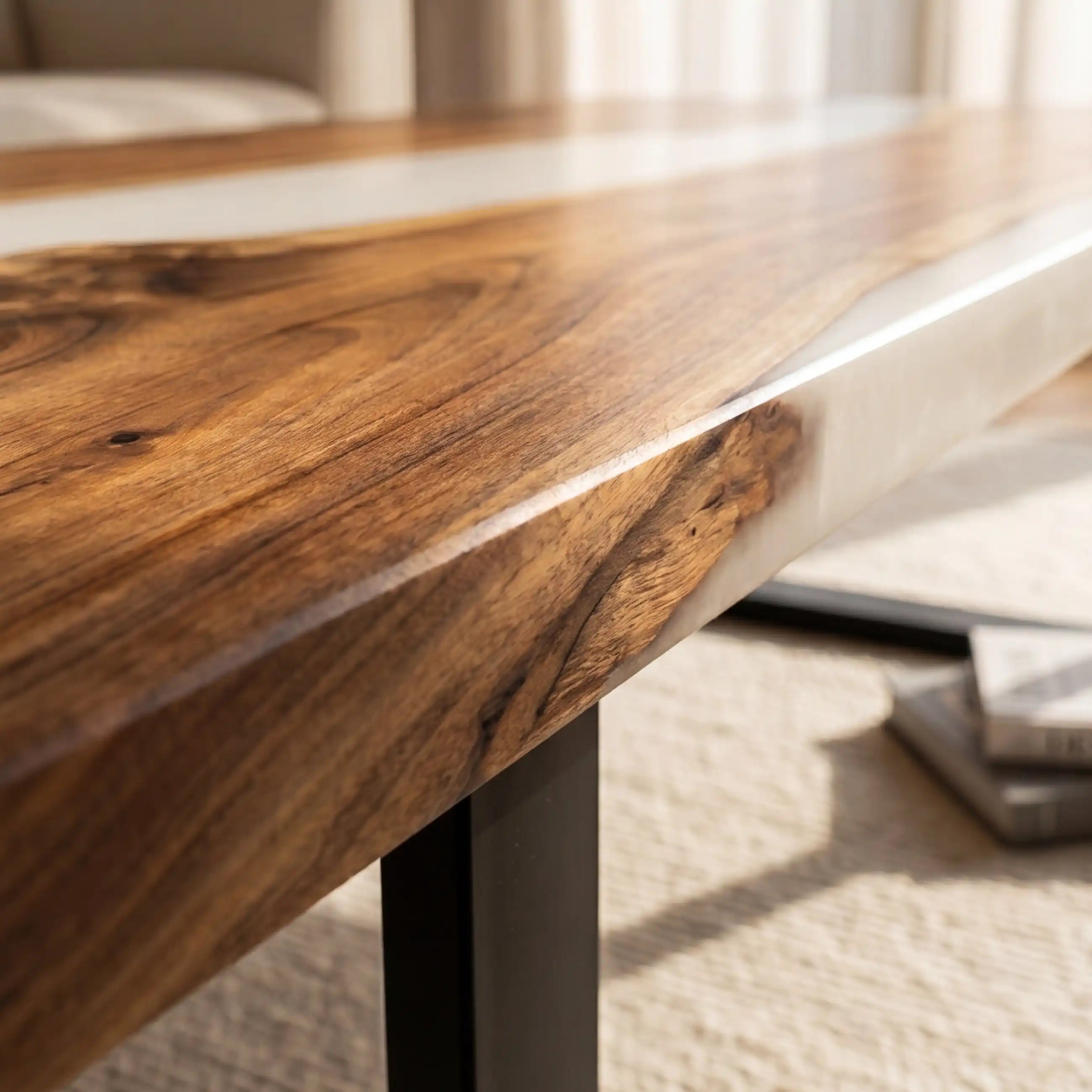 Olive Wood & White Resin Coffee Table ORT13