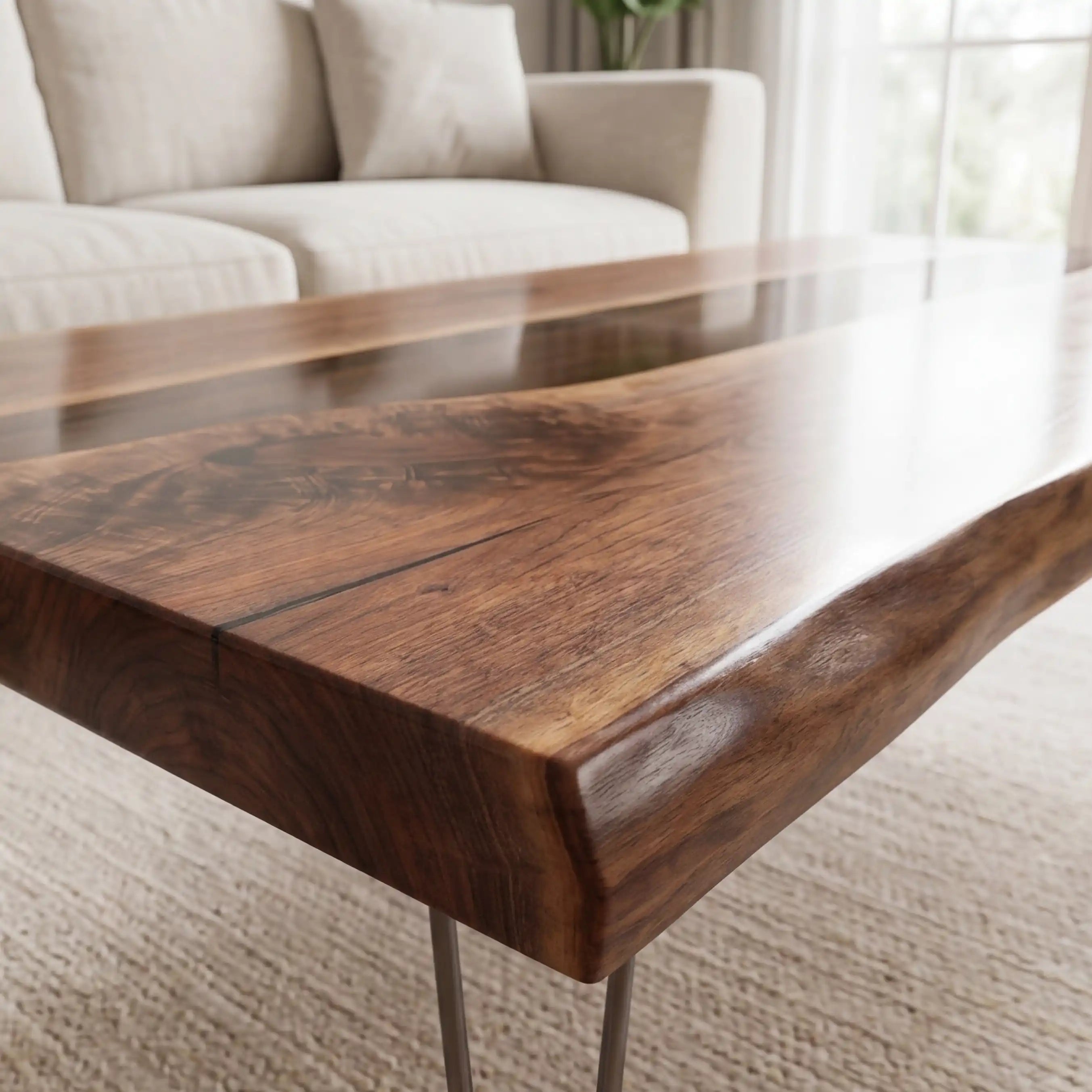 Walnut & 3D Soccer Stadium Resin Coffee Table WRT15