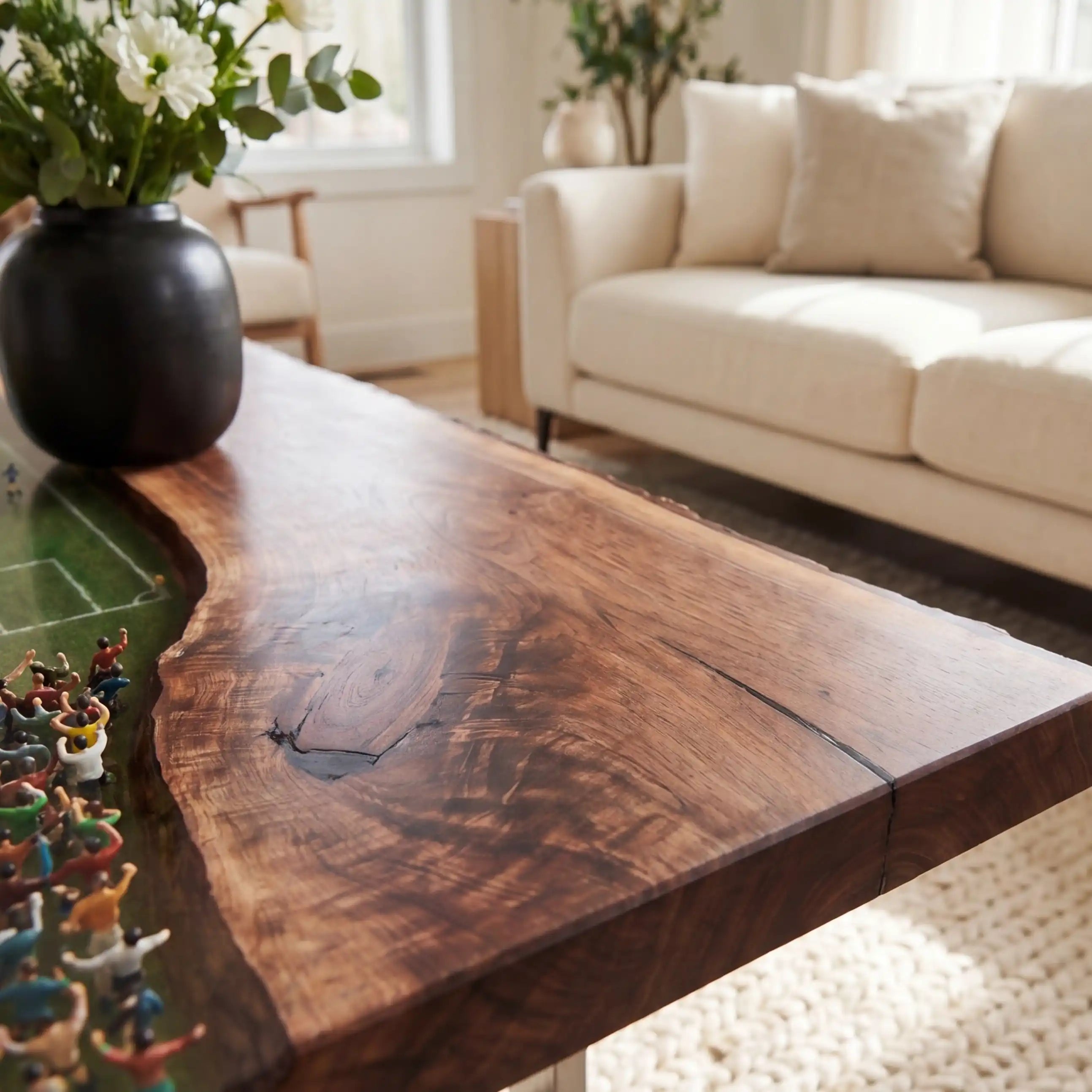 Walnut & 3D Soccer Stadium Resin Coffee Table WRT15