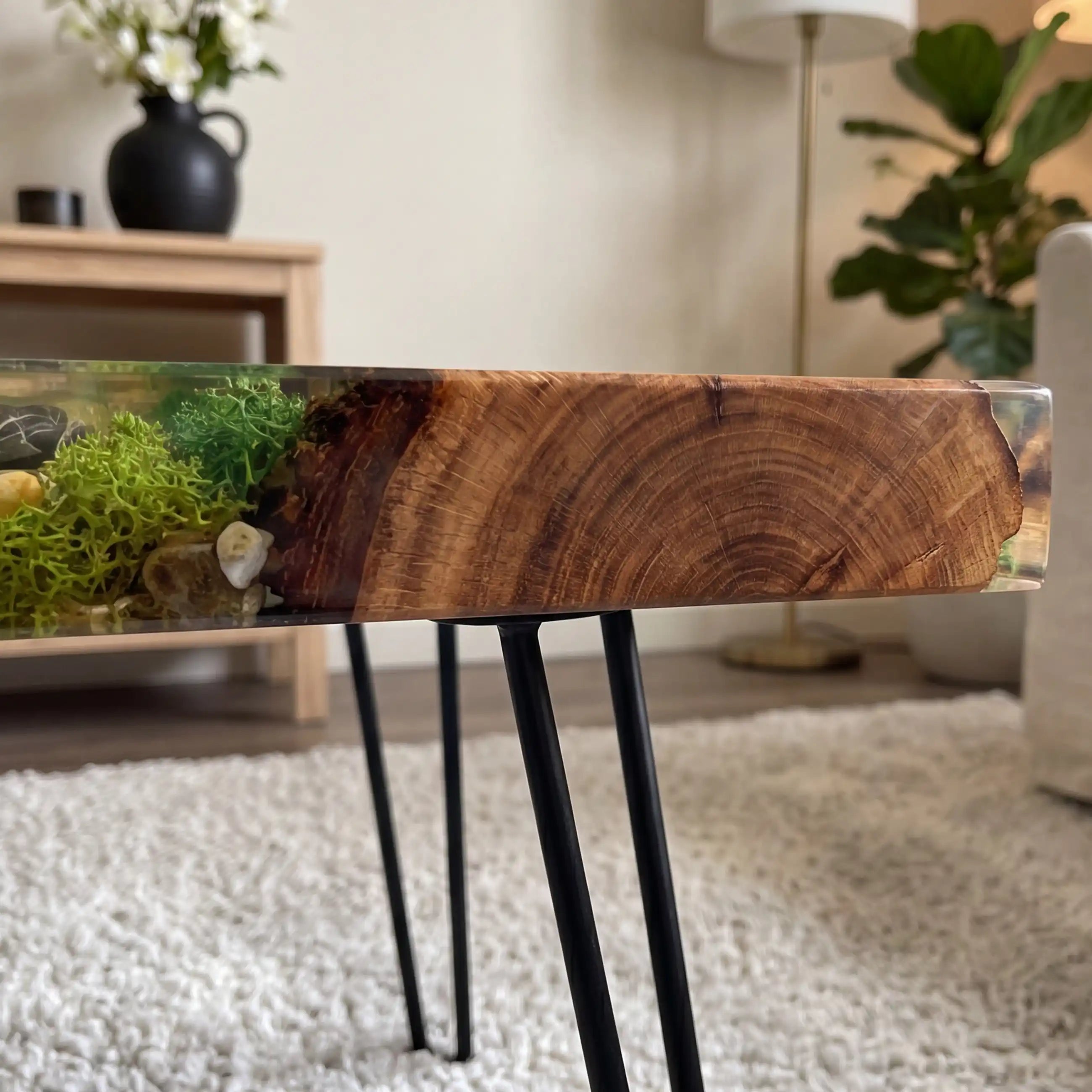 Walnut & Coffee Bean Resin Round Coffee Table WRT36