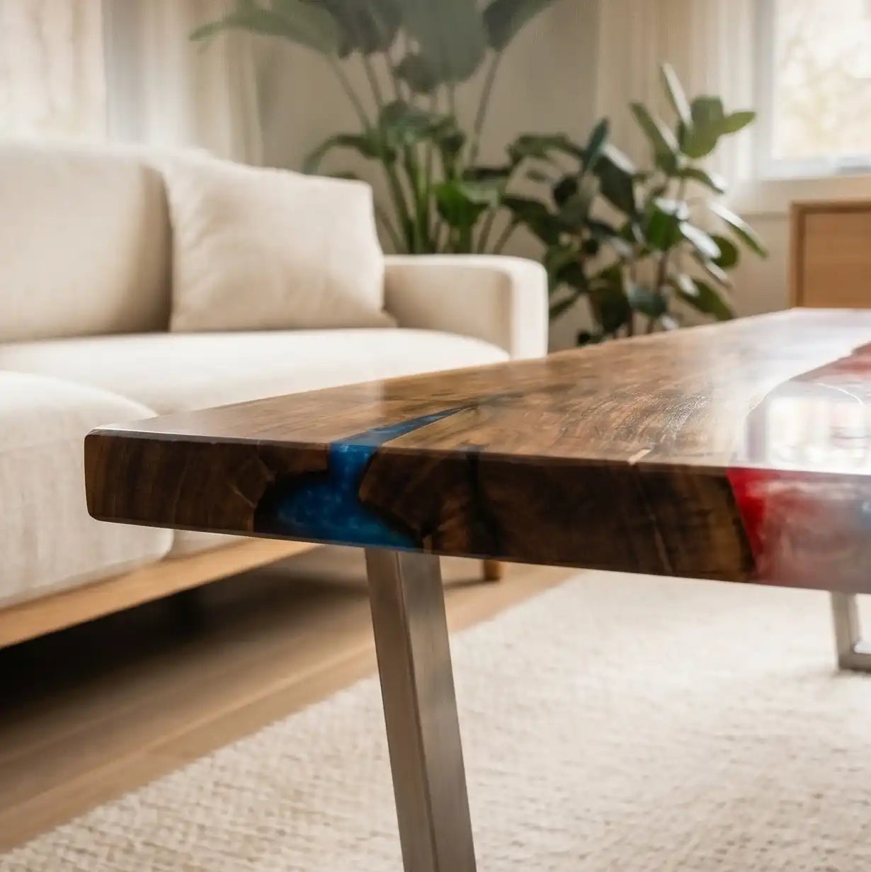 Walnut & France Soccer Theme Resin Coffee Table WRT19
