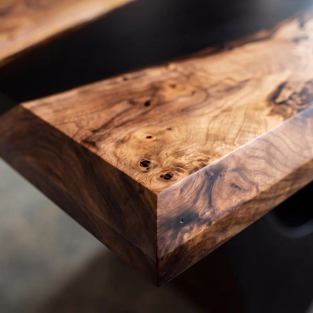84 x 42 x 1.96 inch Black Walnut Black Resin River Rectangular Dining Table photo 3