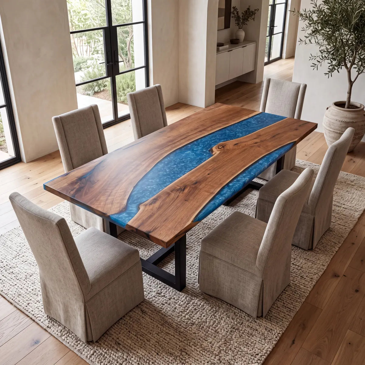72 x 40 x 1.96 inch Black Walnut Blue River Resin rectangular dining table photo 6