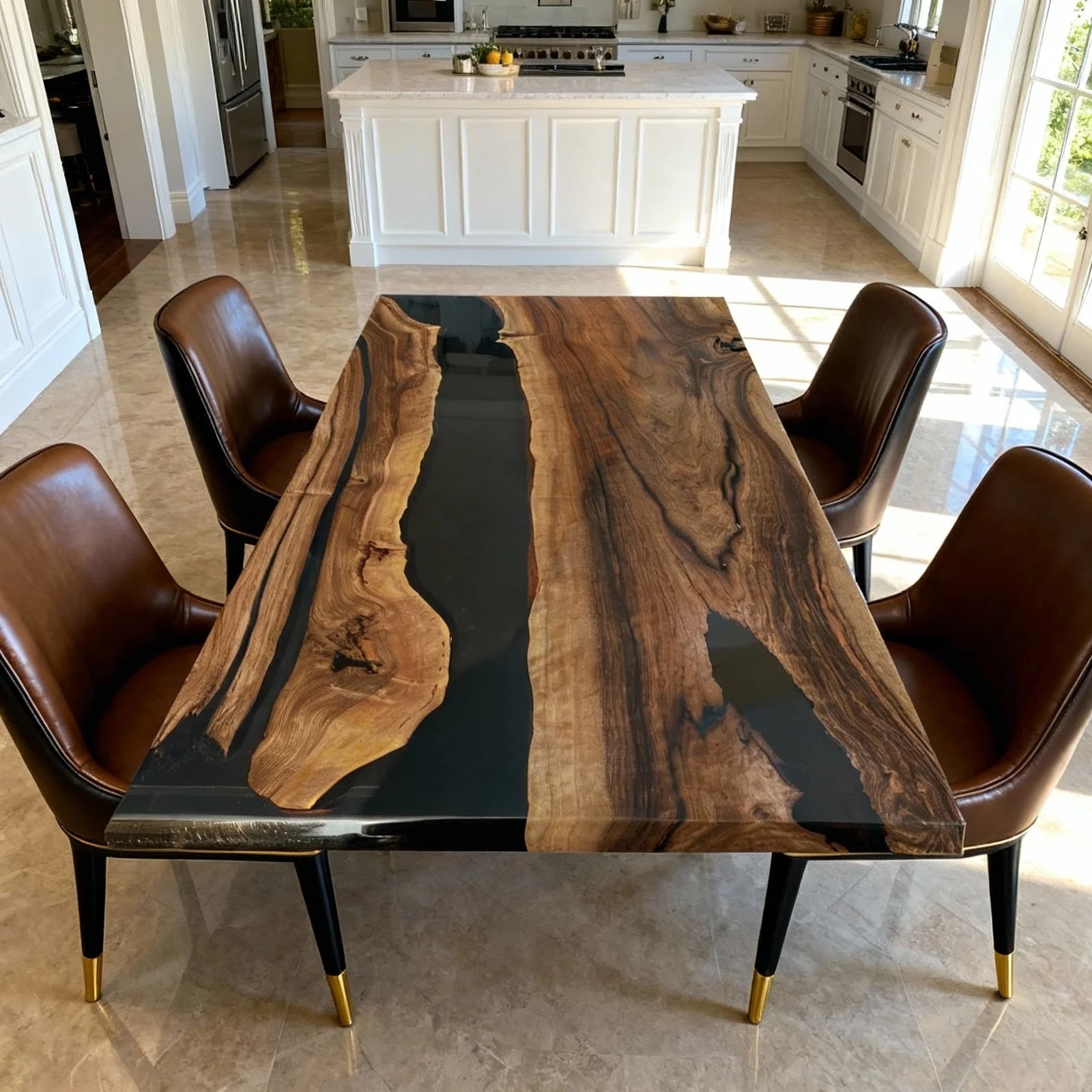 Custom Walnut Epoxy Resin Table Dark Black Resin 30% Balance Payment $1,267.89 for Daniel O Connell