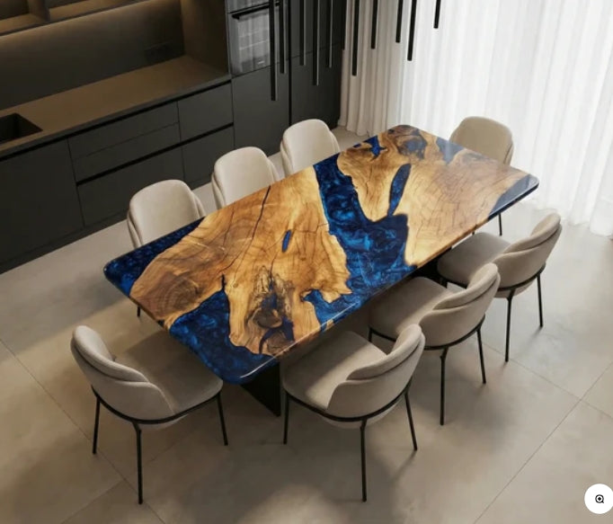 Custom Black Walnut Resin River Table Blue Resin 72'' x 34'' Balance $911.33 for Justin Hodges