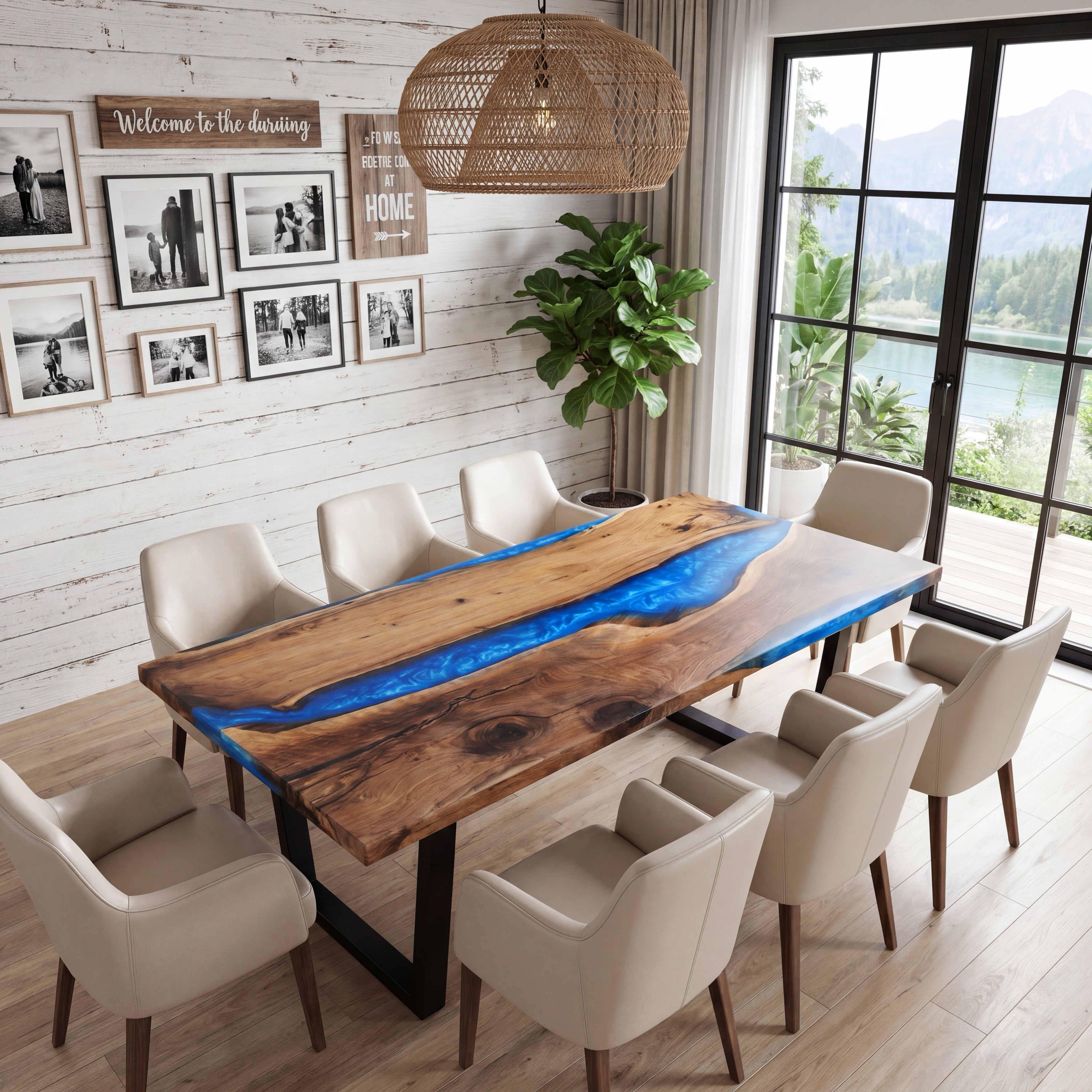 Custom Walnut Epoxy Resin Table Starry Blue Resin 84'' x 42'' $3246.73 for David Williamson