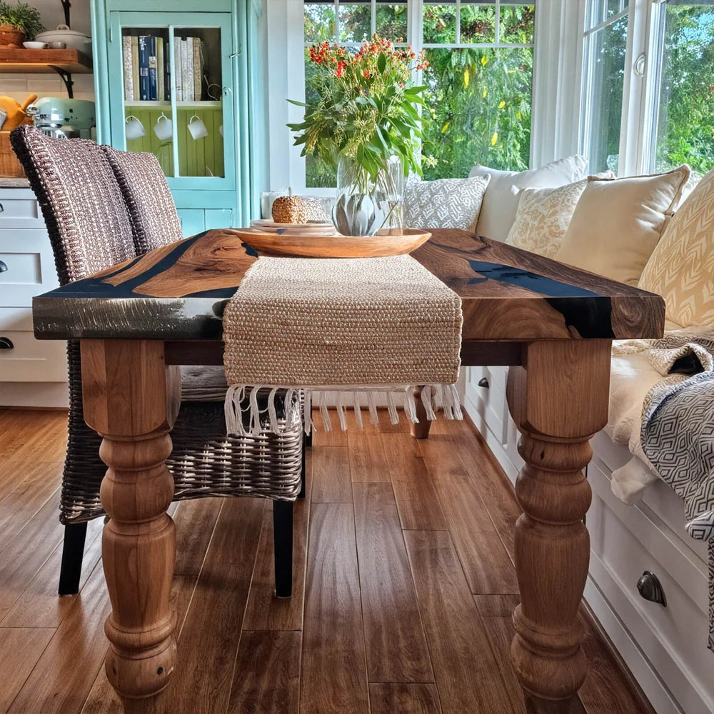 Custom Black Walnut Epoxy Resin Table Dark Black Resin 90'' x 42'' $5161.47 for Tony Rodas