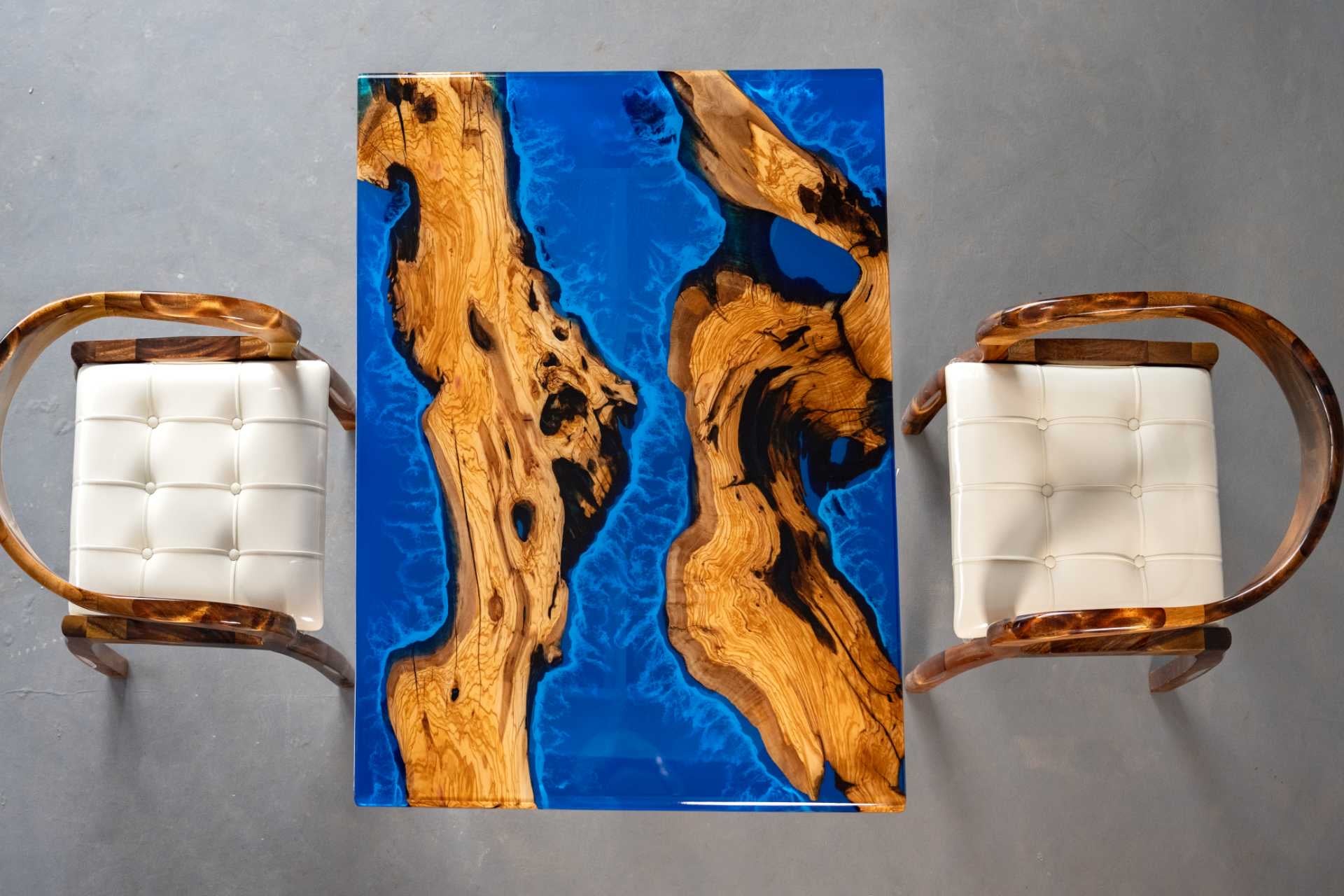 Custom Olive Epoxy Resin Island Table Turquoise Resin 72'' x 42'' Deposit $500 for Carol Ajirogi