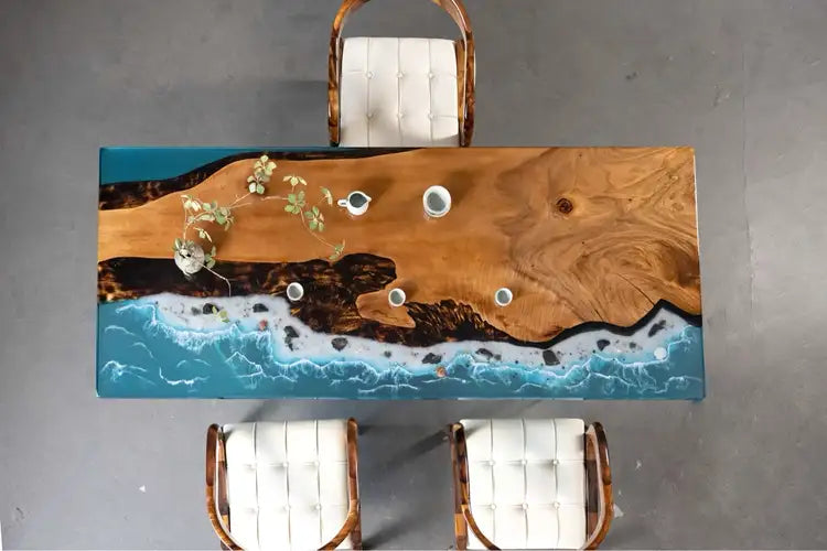 Custom walnut Epoxy Resin Rectangular Table Resin 87'' x 35'' $3,243.58 for Sharon Tafoya