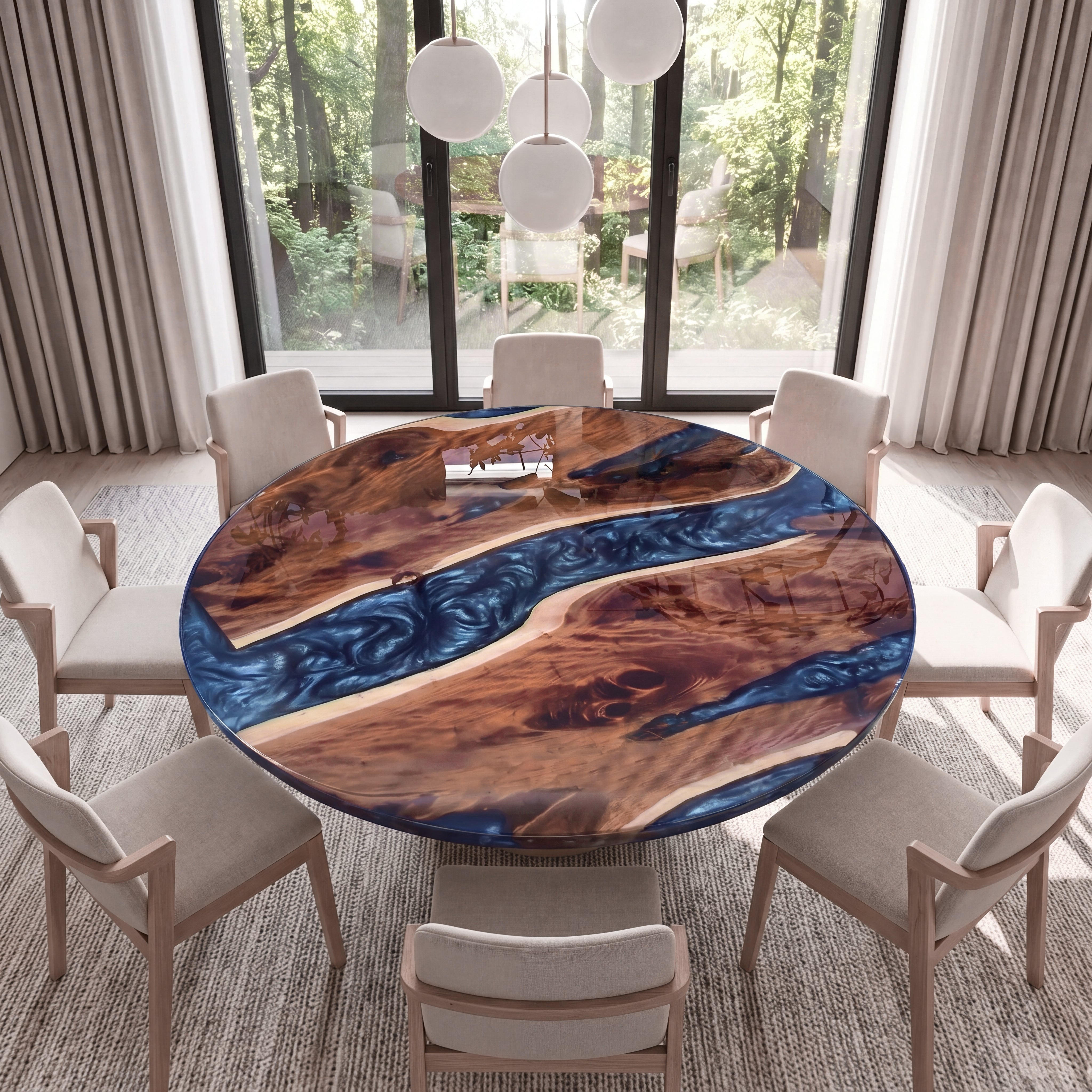 Custom Walnut Epoxy Round Table Full Payment $2.051.26for Cynthia Montoya