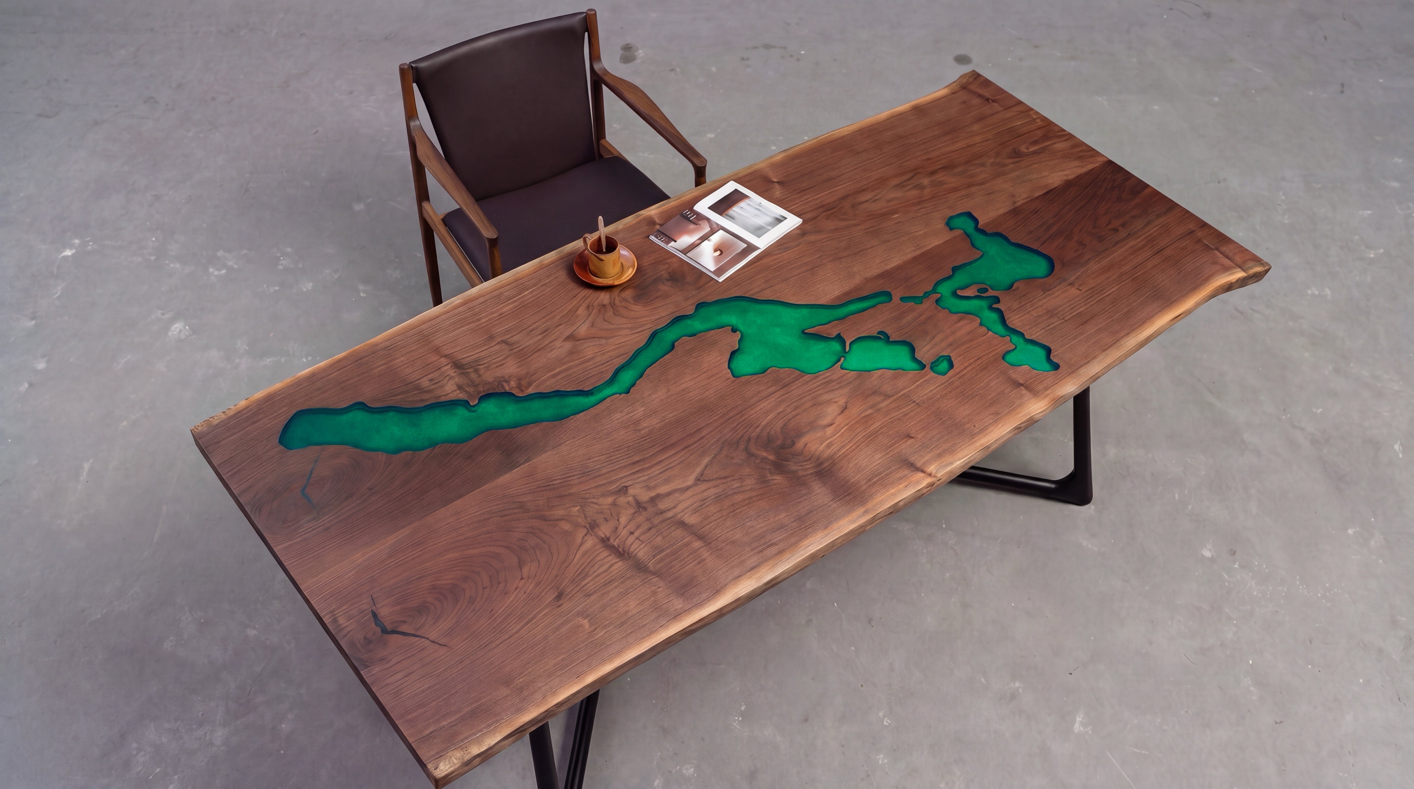 Custom Walnut Epoxy Resin Rectangular Table 72''*48‘’ $3,526.47 for Brock McGee