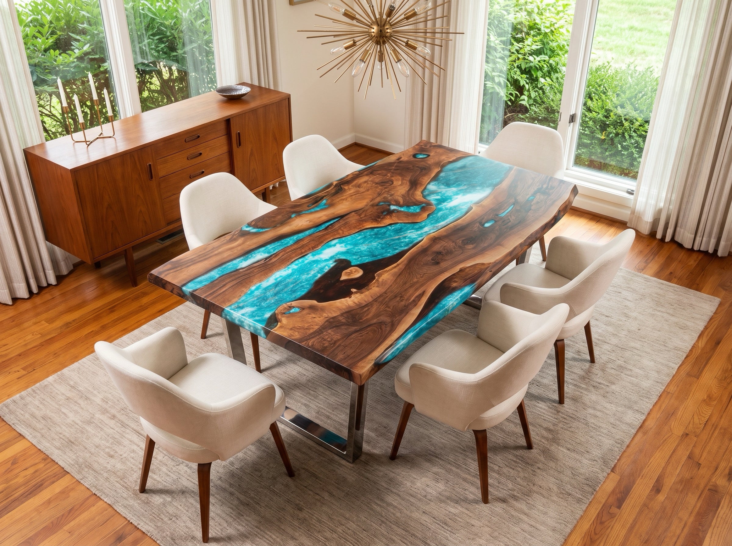 Custom Olive Epoxy Resin Rectangular Table Full Payment $3,326.47 for Caitlin Stewart
