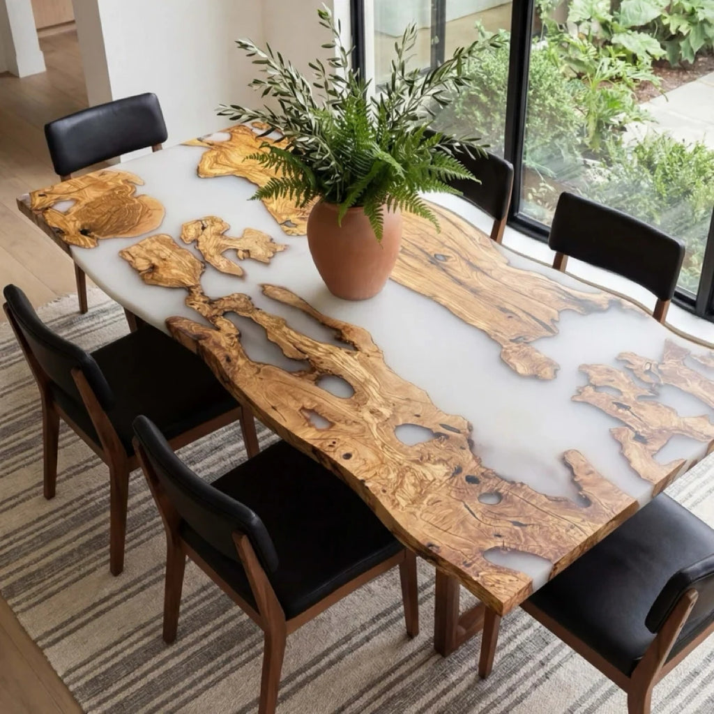 Custom Olive Epoxy Resin Rectangular Table 50% Deposit $2,694.74 for Rayford Petroski