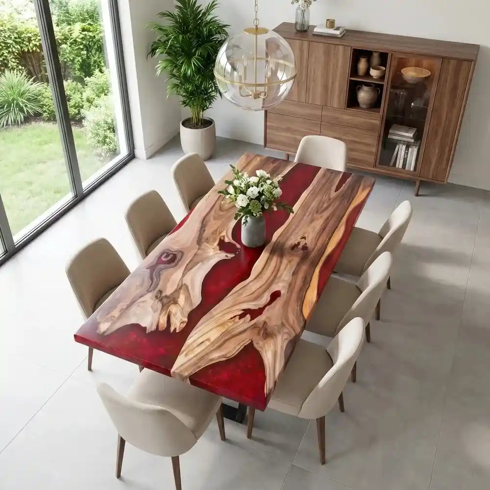 Custom Walnut Epoxy Resin Rectangular Table – 70% Deposit $1,959.48 for Charlotte Licata