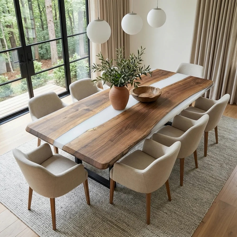 Custom Walnut Epoxy Resin Rectangular Table Full Payment $3,021.27 for Elyse Boule