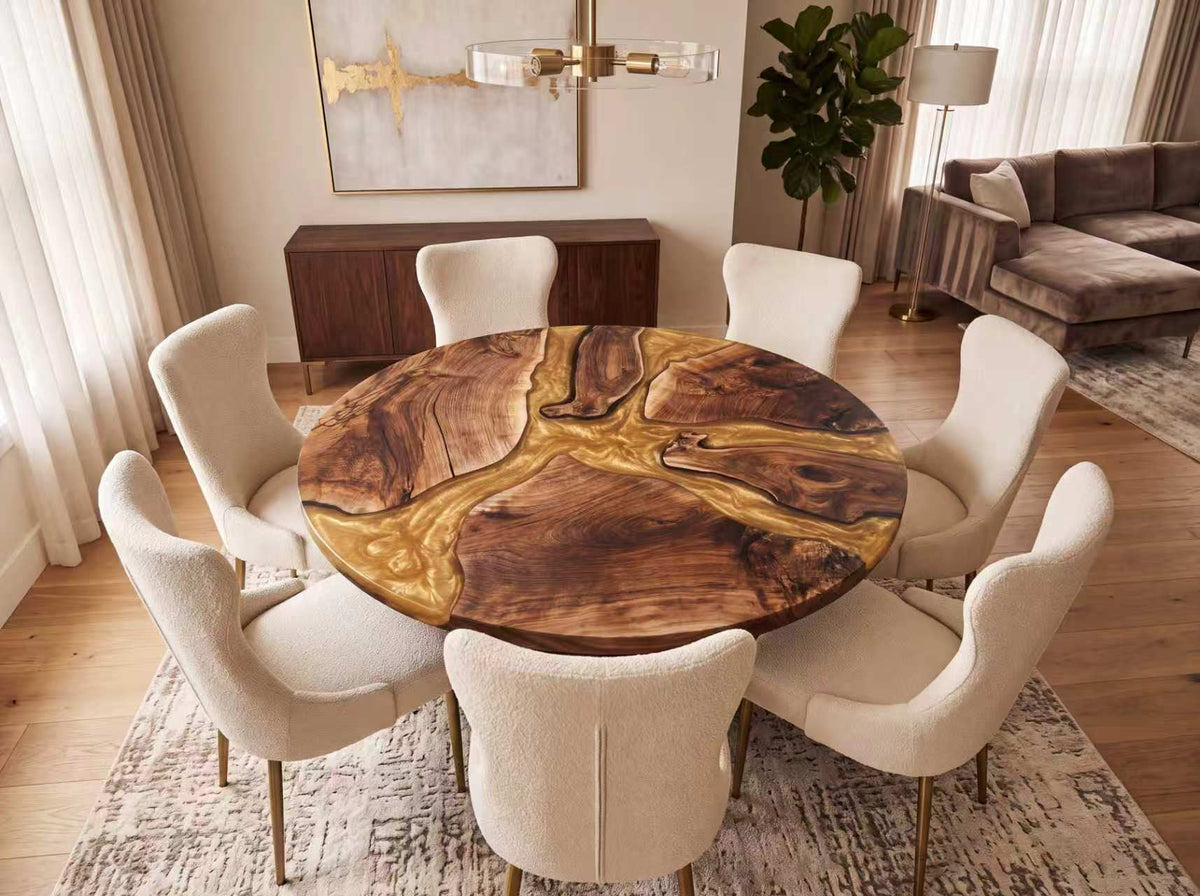 Custom Black Walnut Epoxy Resin Round Table Full Payment $3925.12 for John Carini
