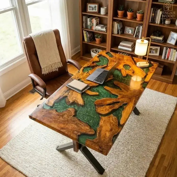 Custom Walnut Epoxy Resin Rectangular Desk Full Payment $1,706.21 for Kate Martinez