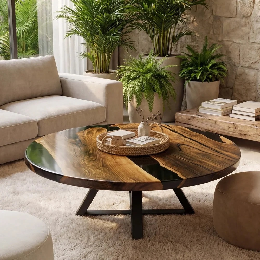 Custom Black Walnut Epoxy Resin Round Coffee Table Full Payment $2,074.19 for Michael Ridout