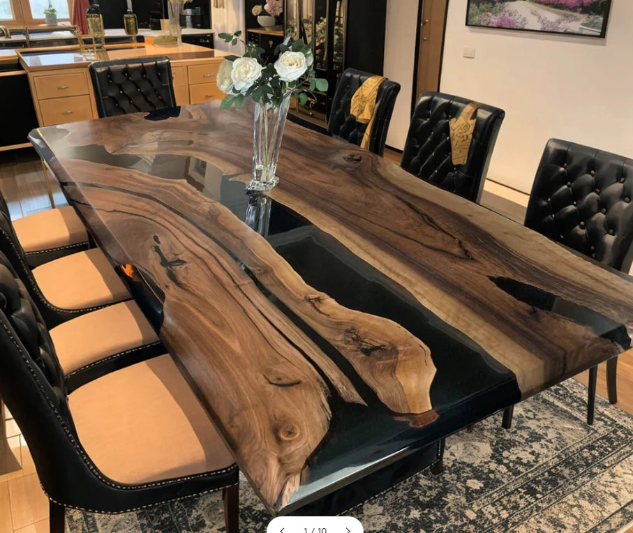 Custom Black Walnut Epoxy Aurora Blue Resin Table 78'' x 36'' $3386.26 to Brian Brown