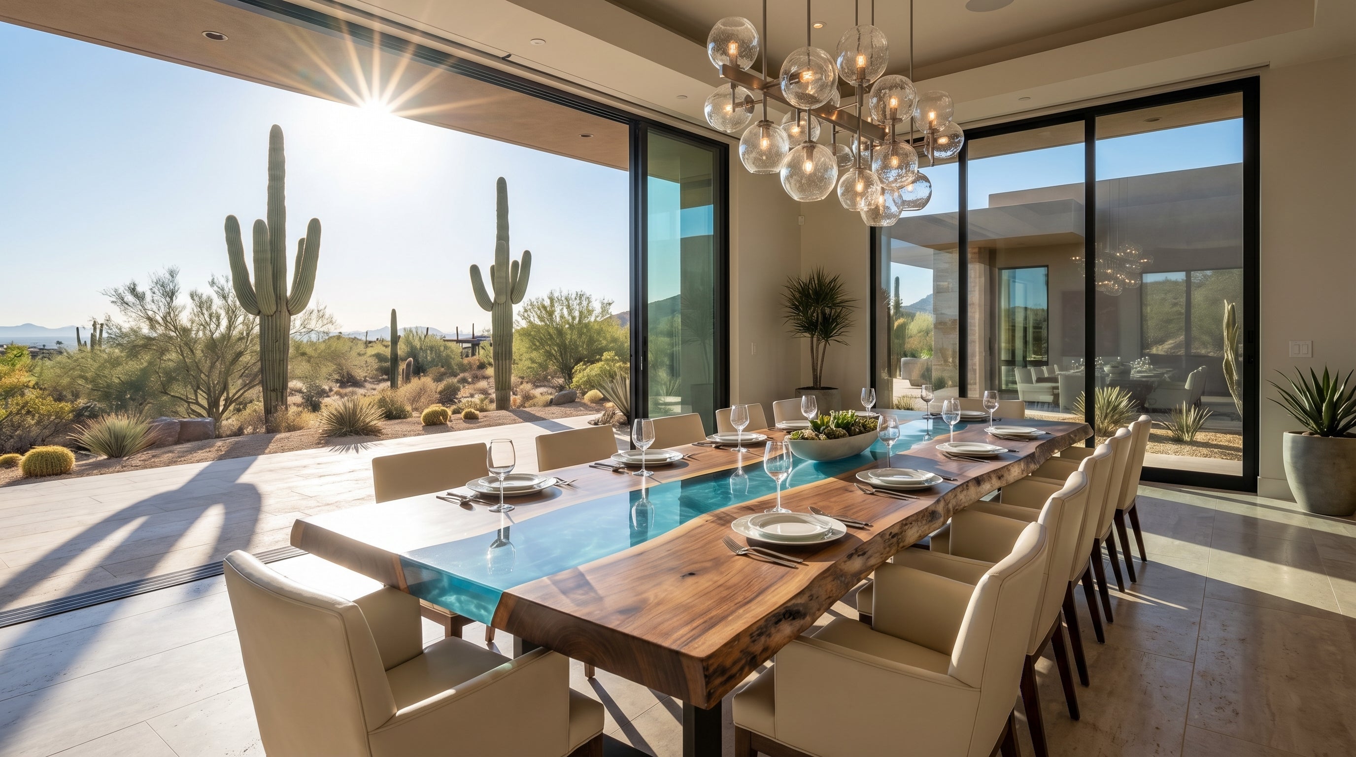 The 'Indoor Oasis' Aesthetic: How Scottsdale Homes Beat the Desert Heat with Glacier Blue River Tables