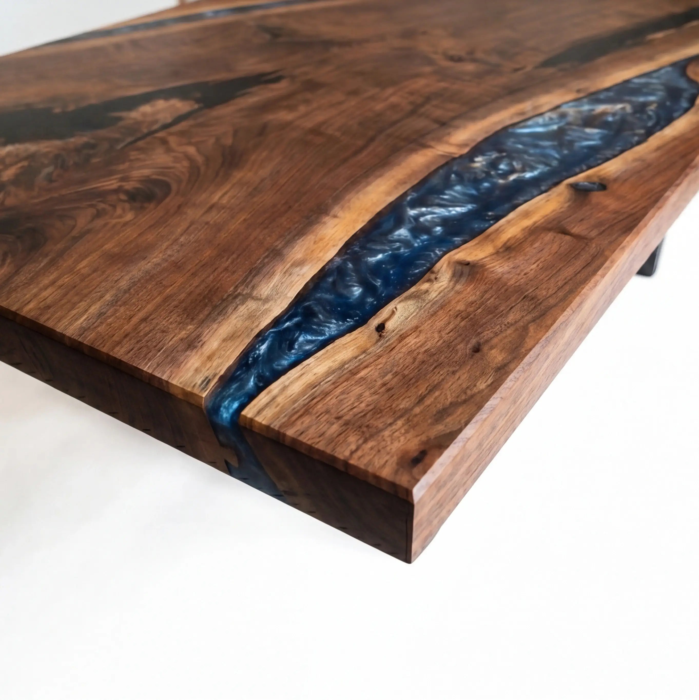 Custom Dark Walnut and Midnight Blue Resin “Eclipse” Series Desk