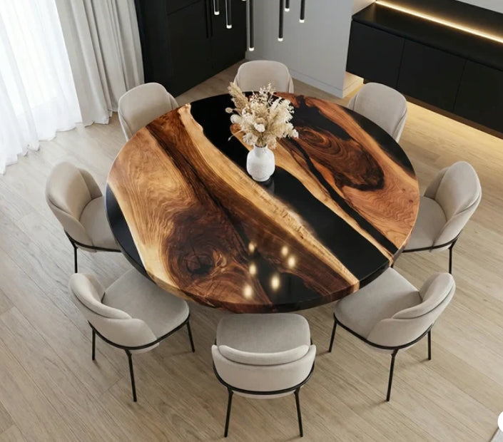 Custom Black Walnut Resin Custom BlackWalnut Epoxy ResinRound Table Resin 60'' x 60'' $4,385.02 for Cindy Greganti
