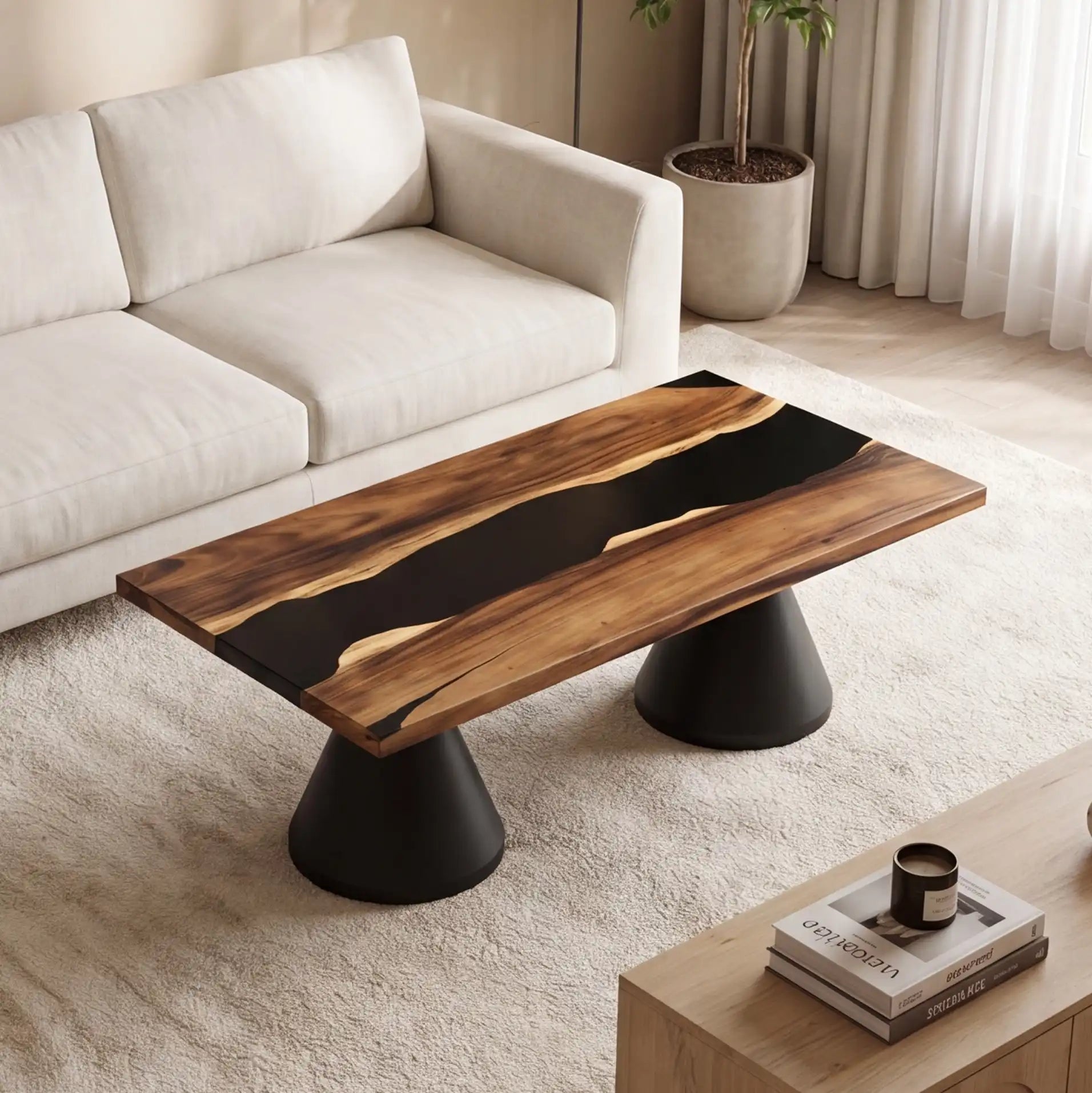 Black Walnut & Black Resin Coffee Table BBC3