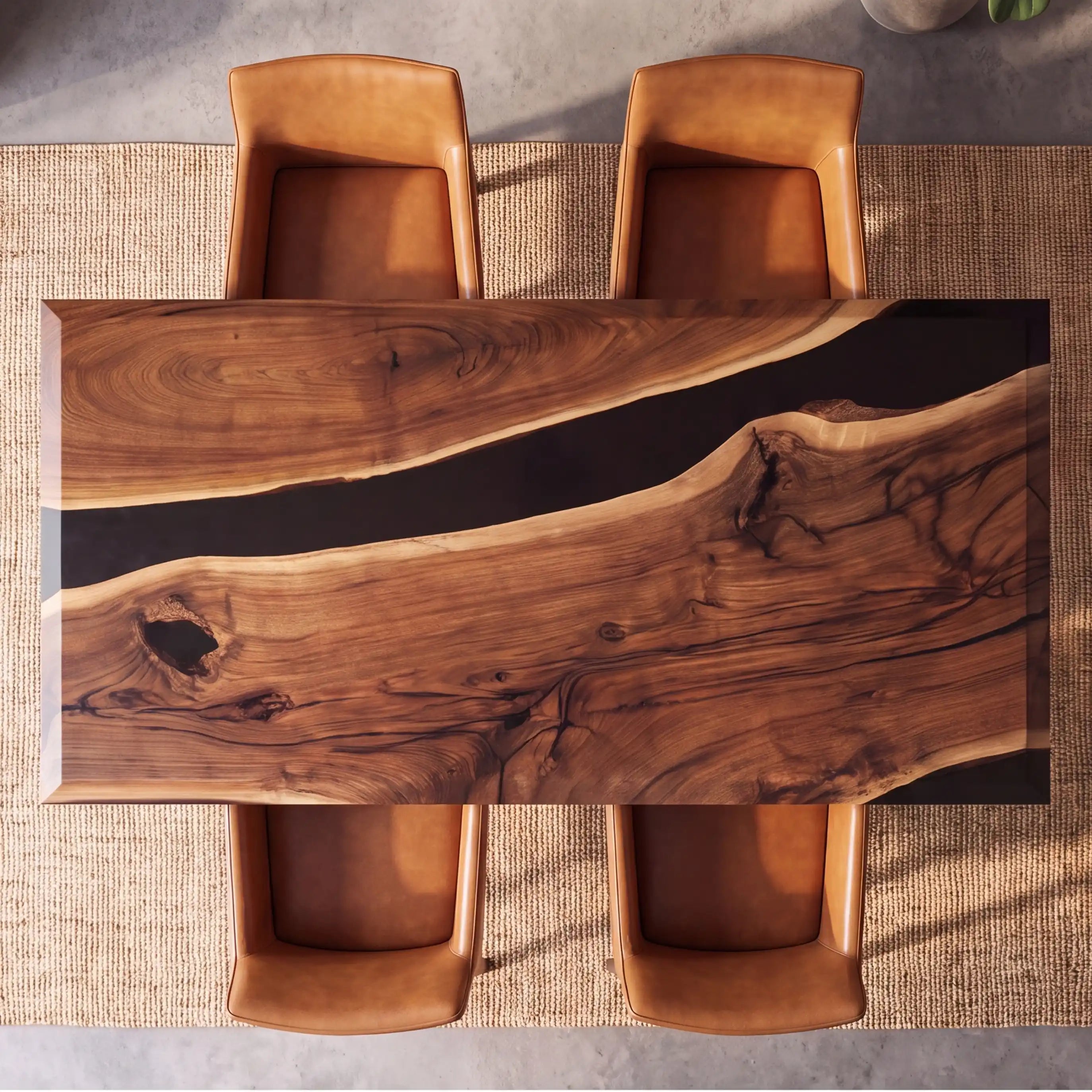 72"x36"x2" Black Walnut & Black Resin Rectangular Dining Table BRD1