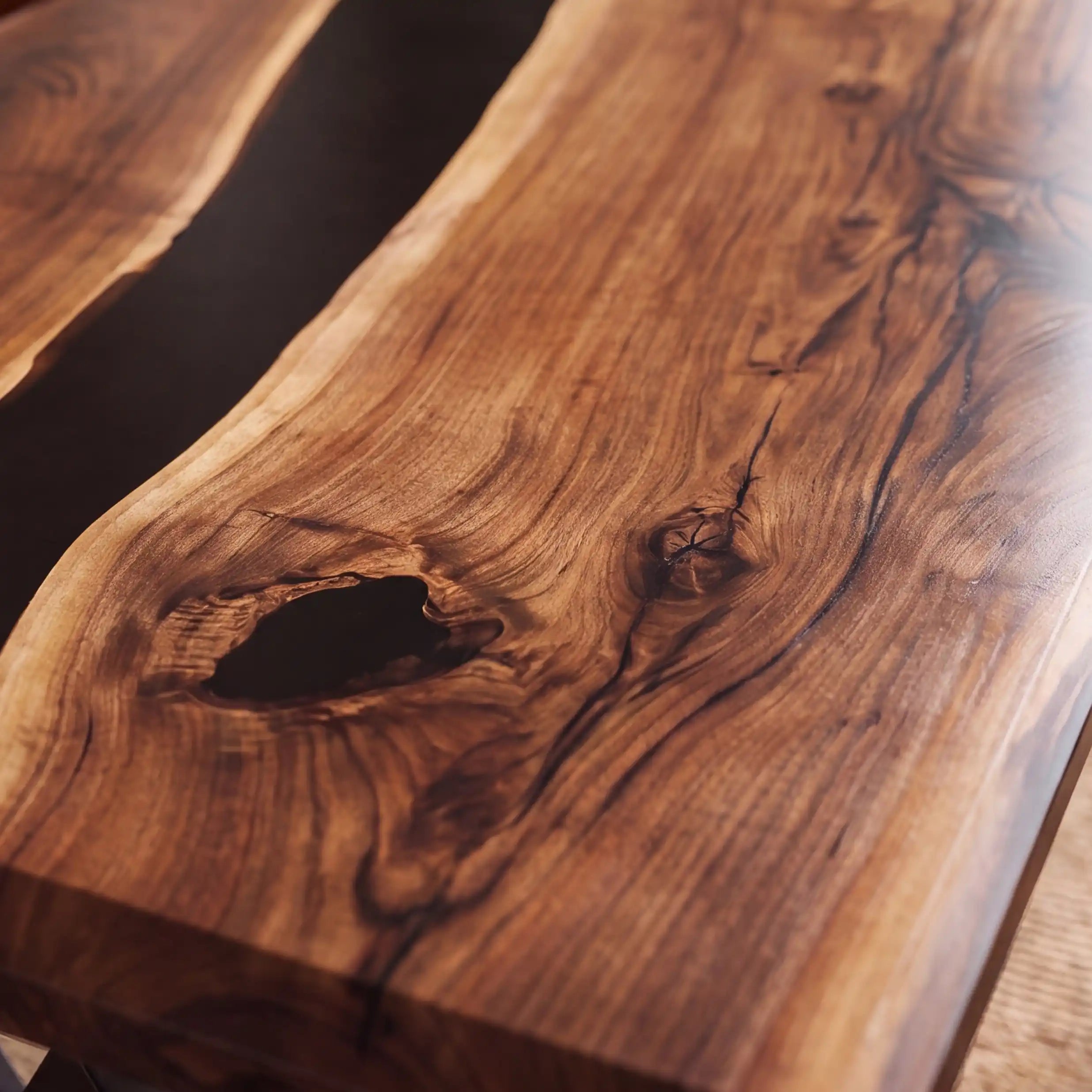 72"x36"x2" Black Walnut & Black Resin Rectangular Dining Table BRD1