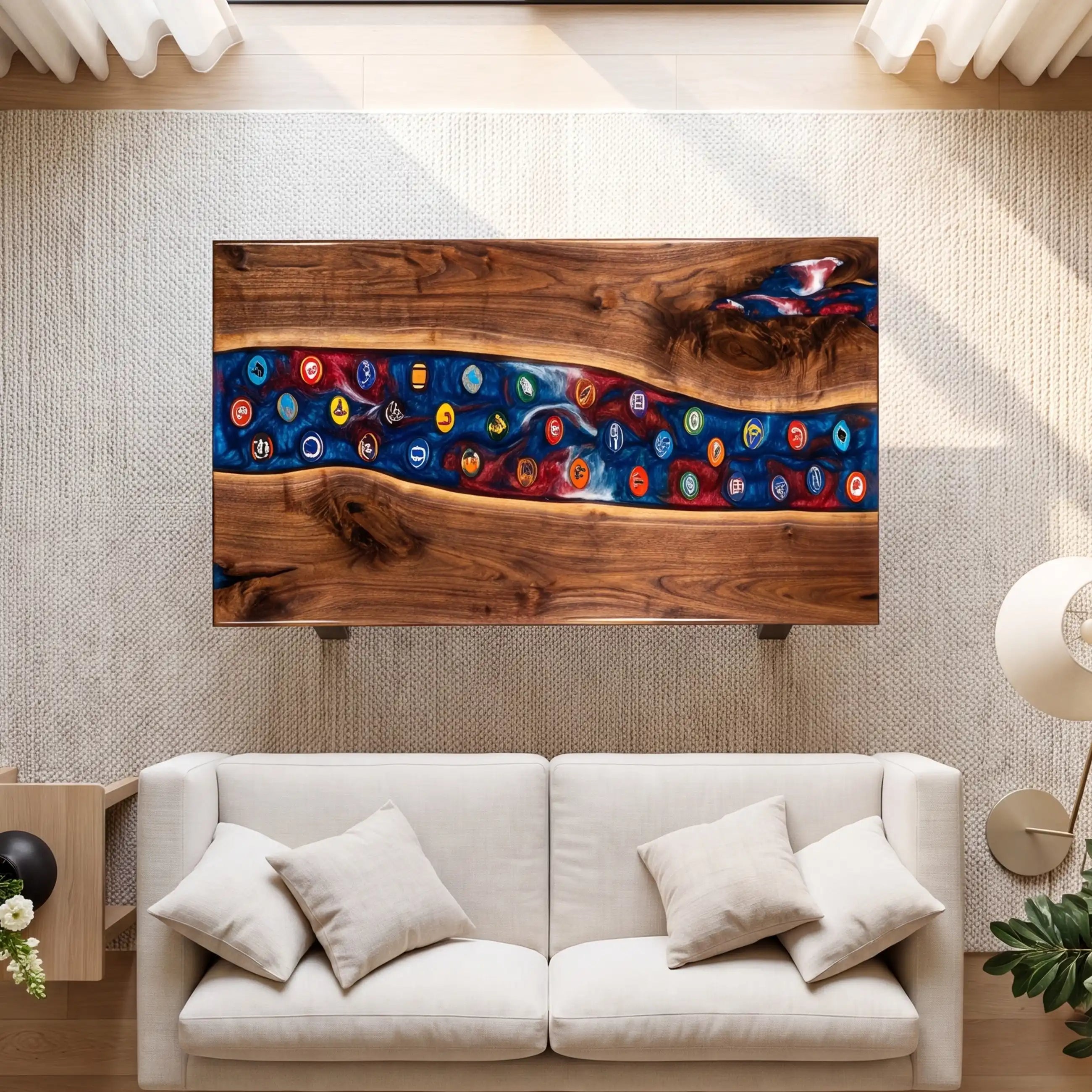 Black Walnut & Cosmic Blue Resin Coffee Table BRT47