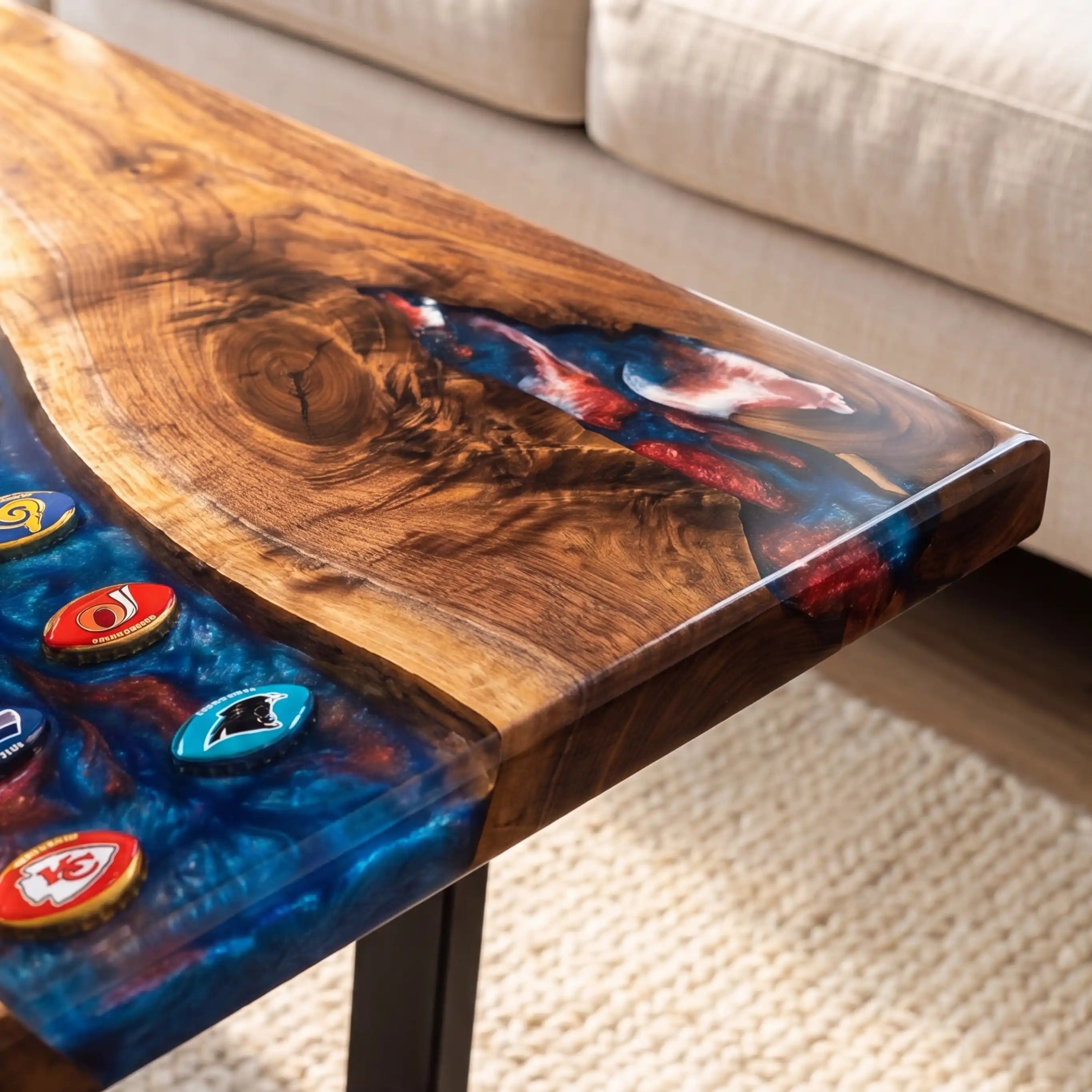 Black Walnut & Cosmic Blue Resin Coffee Table BRT47