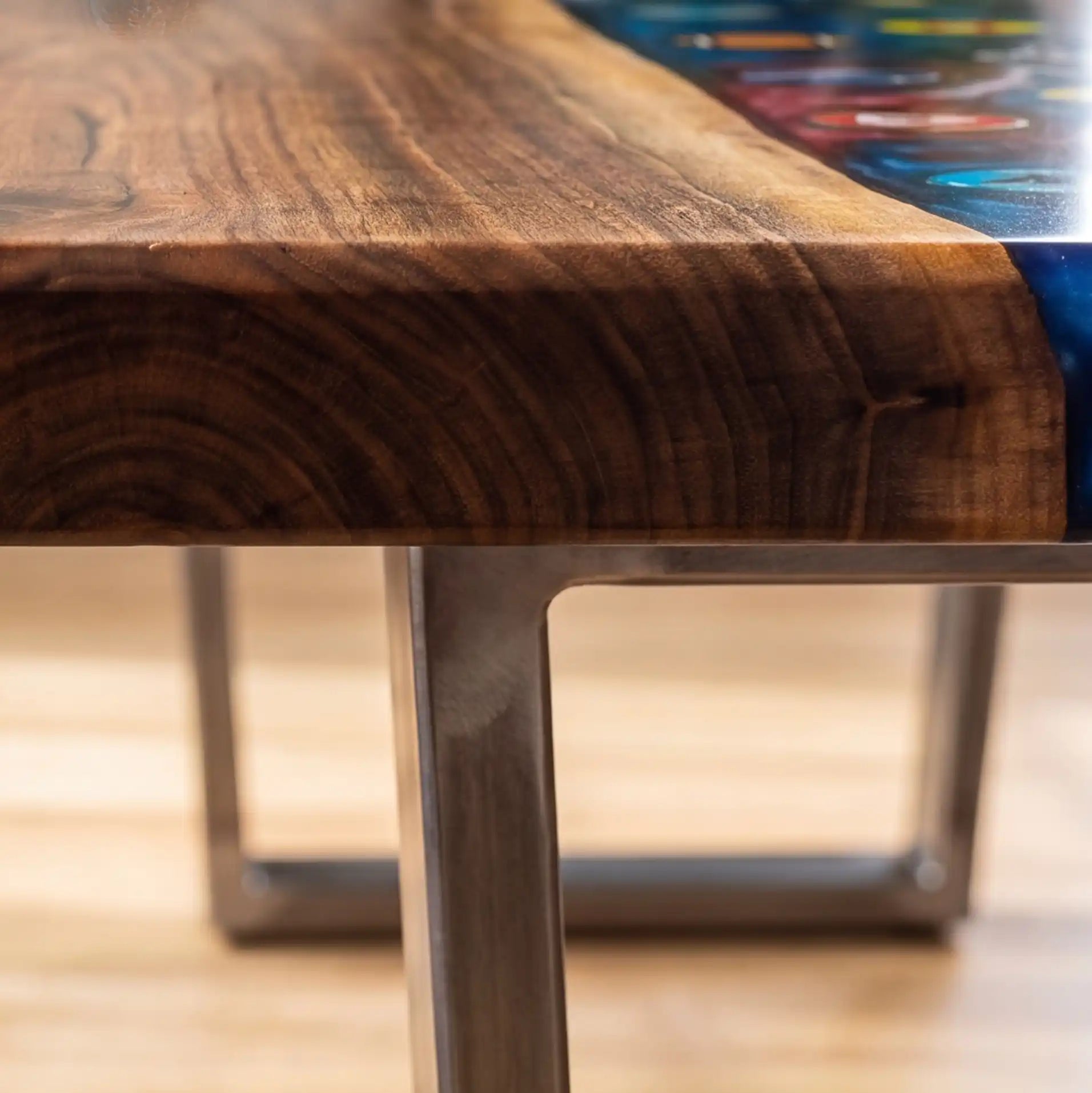 Black Walnut & Cosmic Blue Resin Coffee Table BRT47