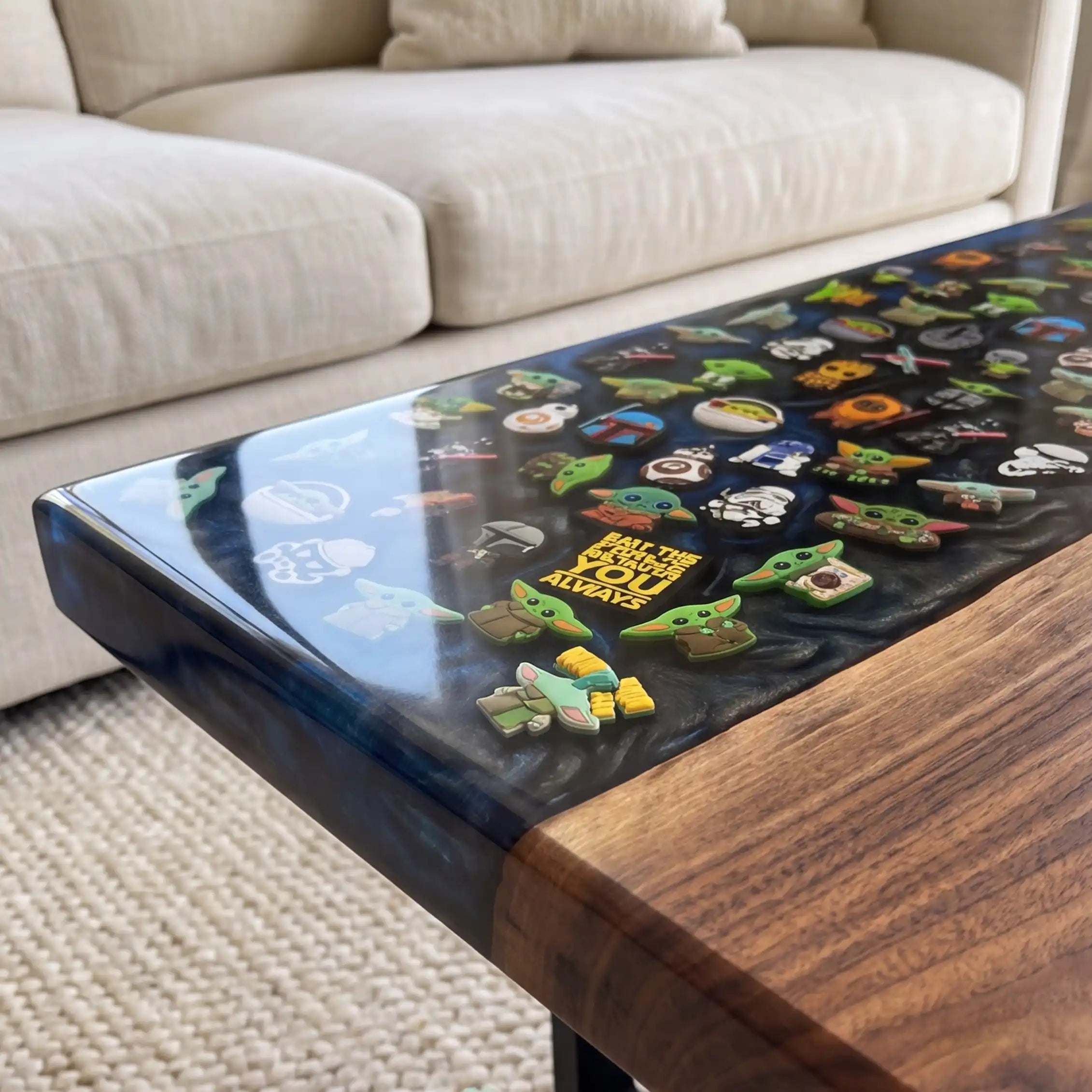 Black Walnut & Midnight Blue Sci-Fi Resin Coffee Table BRT52