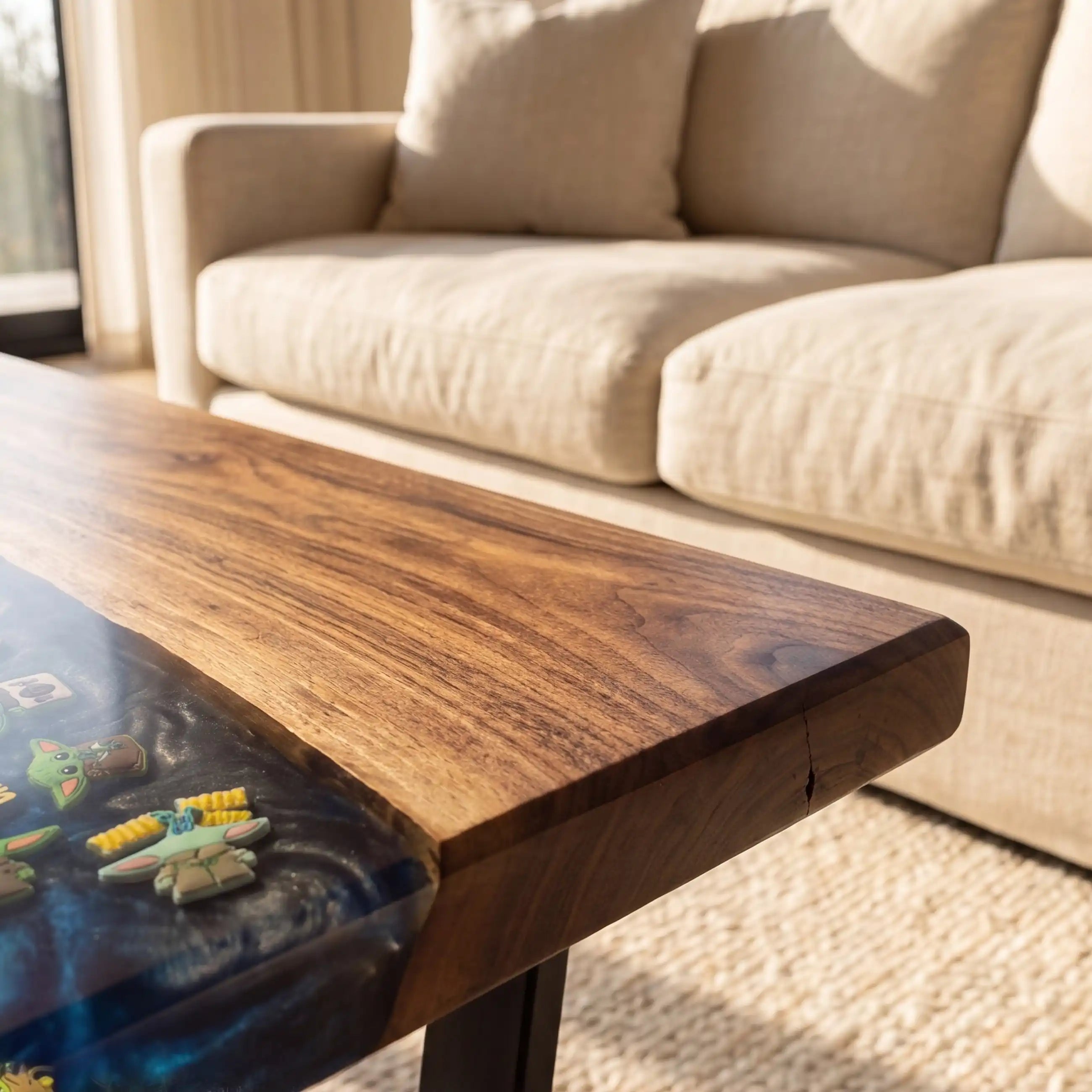 Black Walnut & Midnight Blue Sci-Fi Resin Coffee Table BRT52