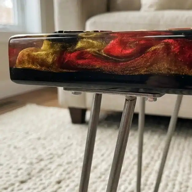Black Walnut & Wrestling Figure Resin Coffee Table BRT58