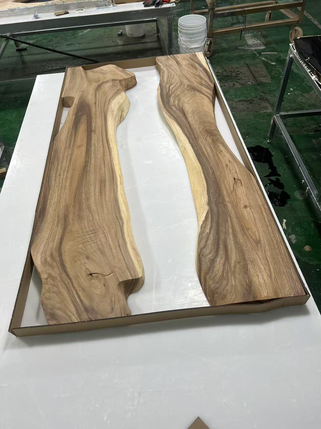 Custom Walnut Epoxy Resin River Table Black Resin ERT-99
