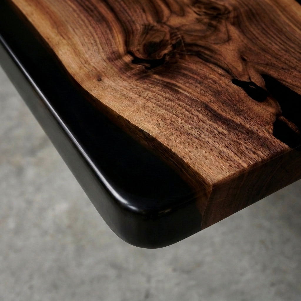 Custom Walnut Epoxy Resin Rectangular Table (2 Pieces) with TTL-57 Legs Full Payment $5,865.36 for Vicki Pemberton