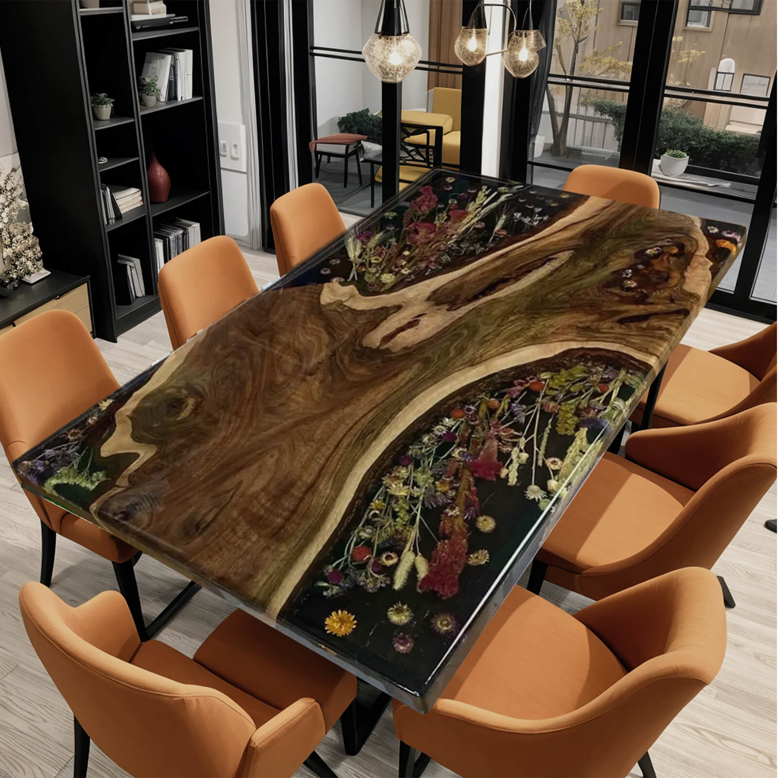 custom-black-walnut-epoxy-resin-rectangular-flower-coffee-table-black-resin-eki-11-95