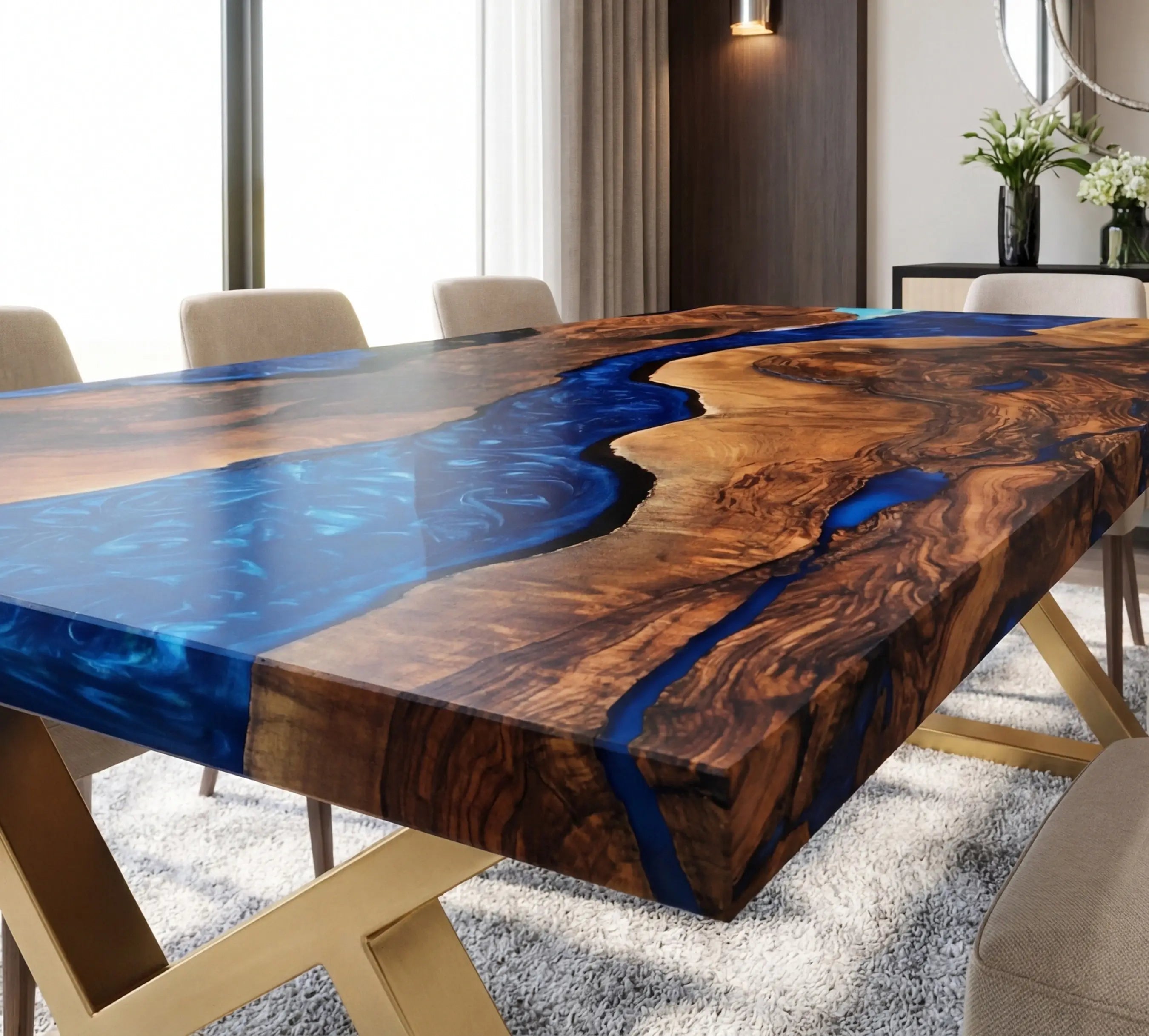Custom-Black-Walnut-Epoxy-Resin-River-Table-Blue-Pearl-ERT-73-23