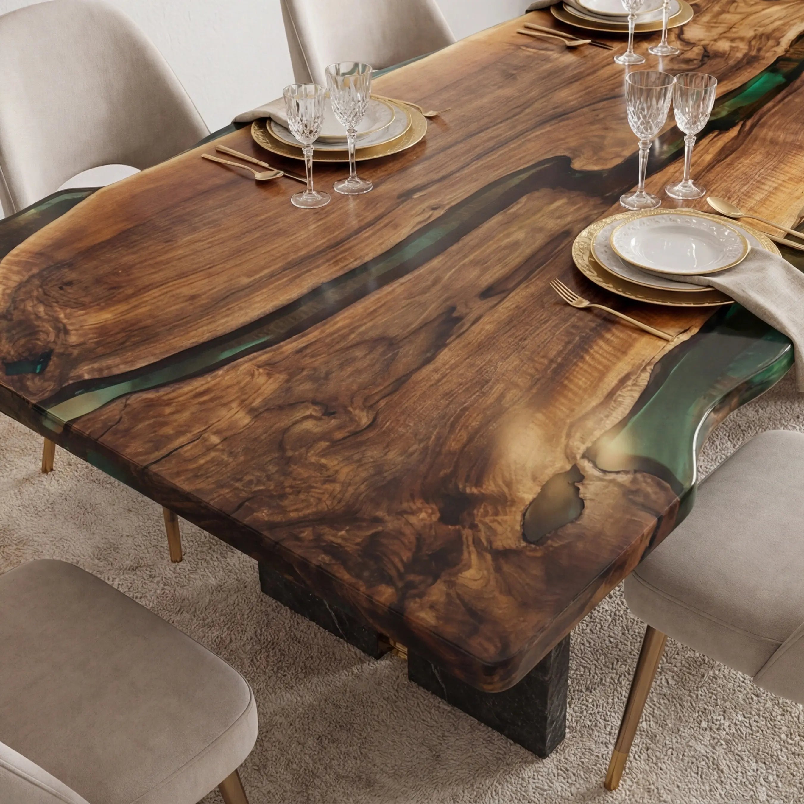 Custom-Black-Walnut-Epoxy-Resin-River-Table-Gold-Green-WRT-75-20